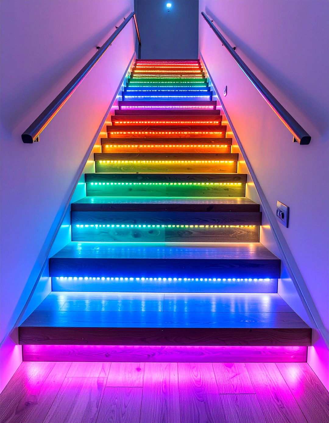 LED Lit Tread Basement Stairs - 20 Basement Stair Ideas