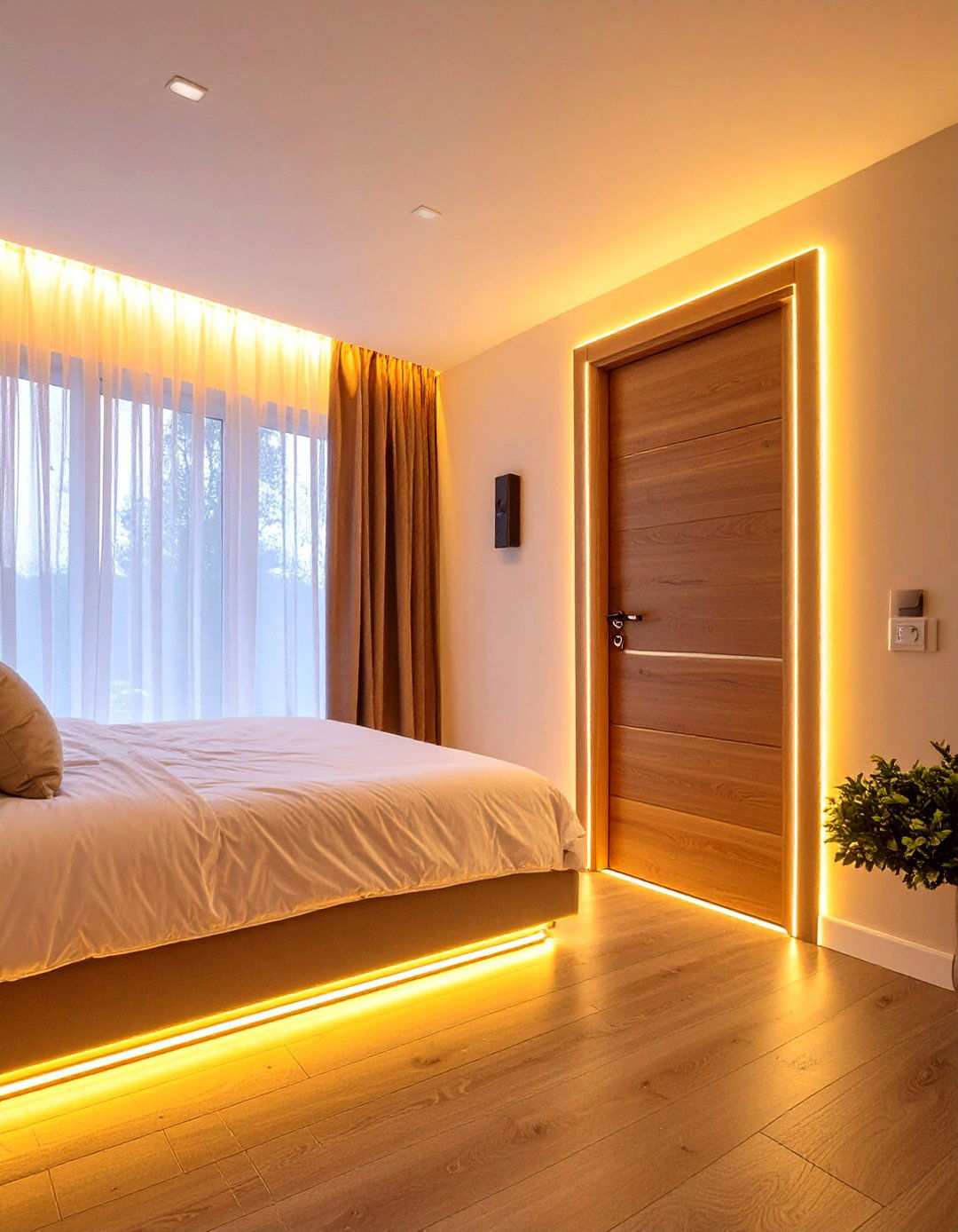 LED Strip Outline for Mood Lit Bedroom Doors - 20 Bedroom Door Decorating Ideas