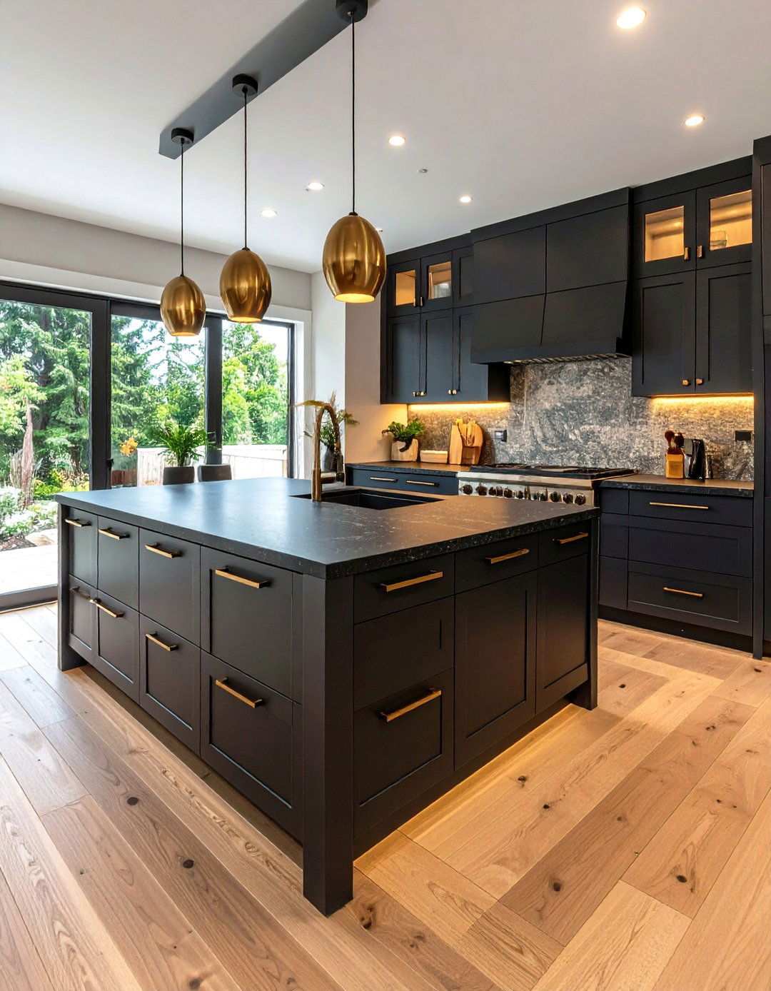 Light Oak Scandinavian Minimalism - 20 Black Granite Countertops Kitchen Ideas