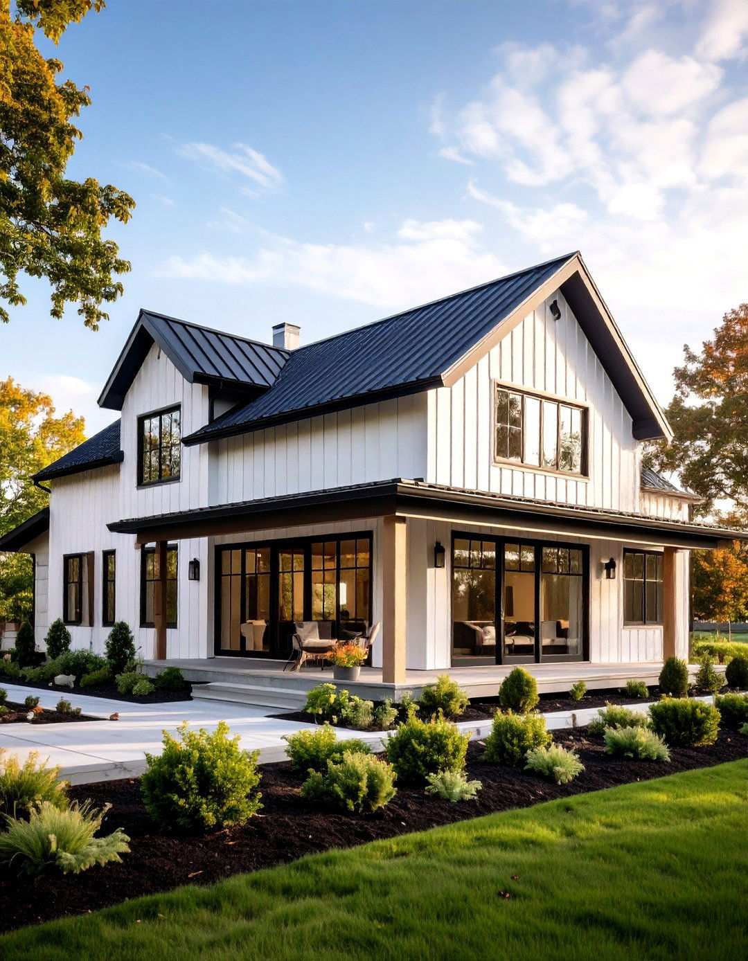 Light Walls Black Windows Barndominium - 20 Barndominium Exterior Ideas