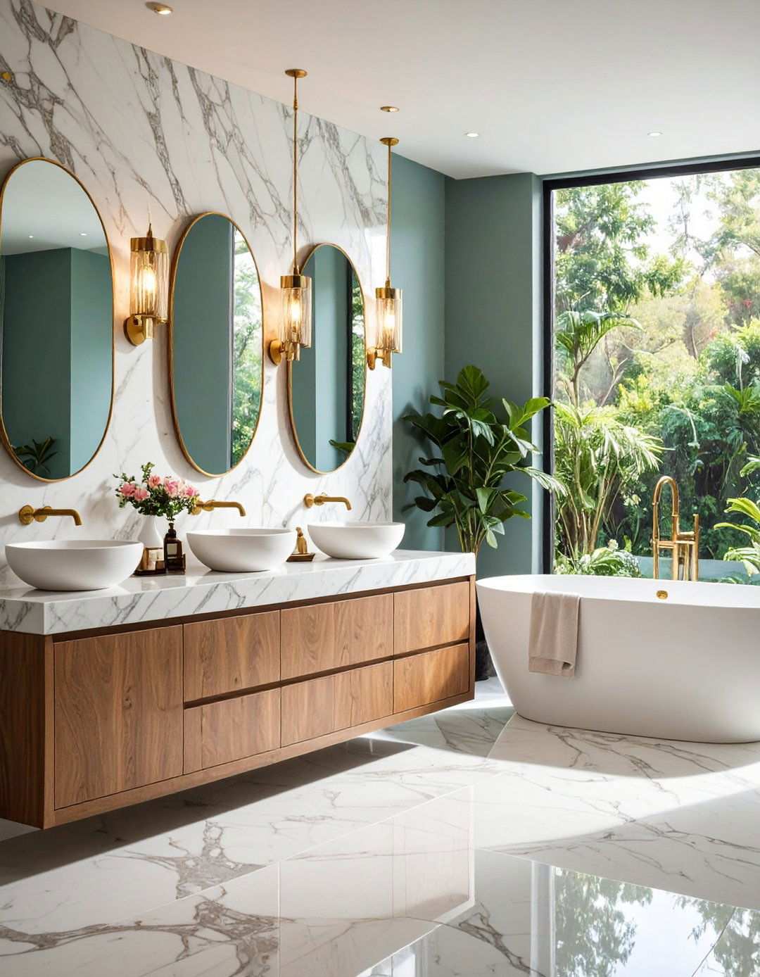 Luxurious Marble Slab Backsplash - 20 Bathroom Backsplash Ideas