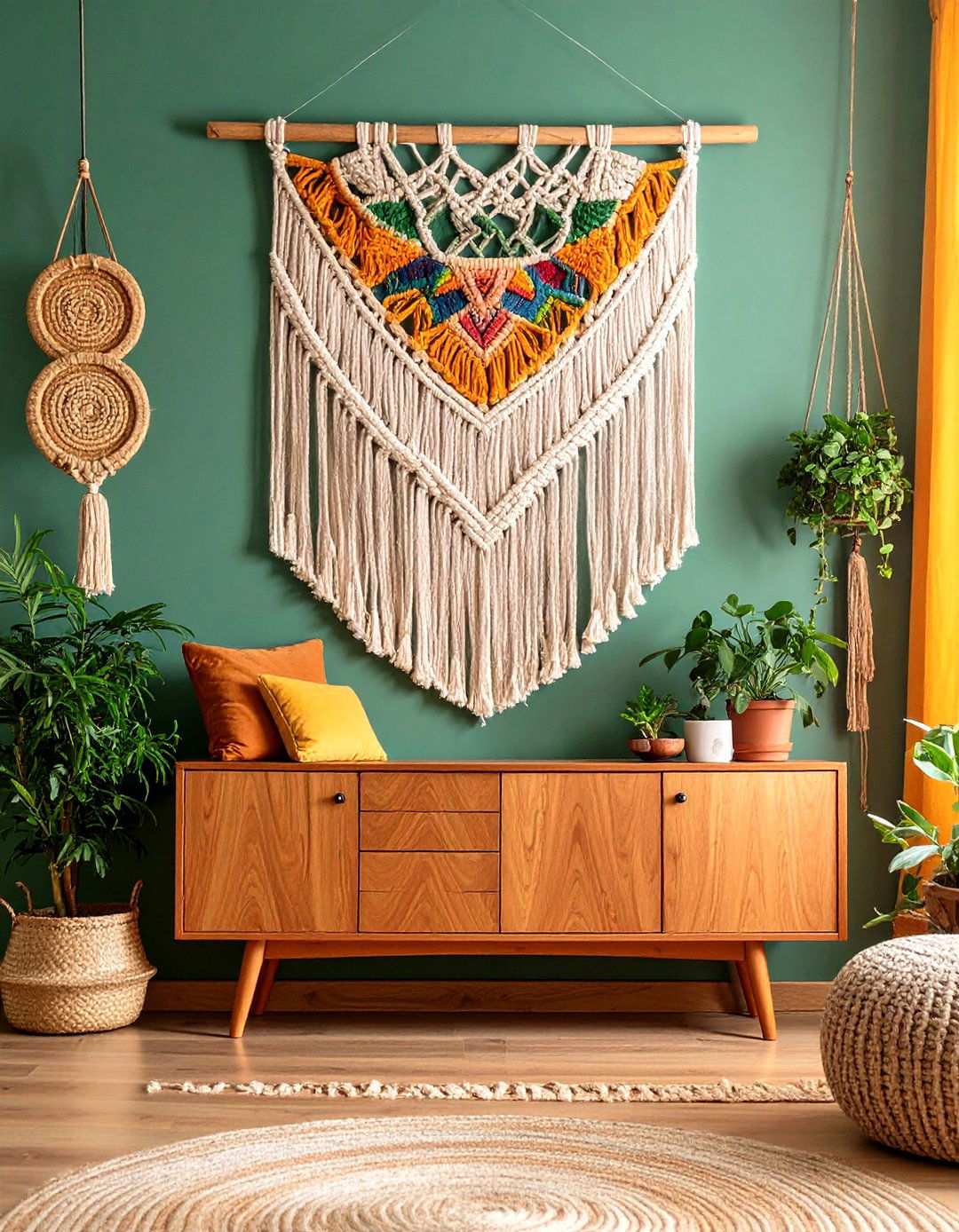 Macrame Wall Hangings for Bohemian s Dining Character - 20 70s Dining Room Design Ideas