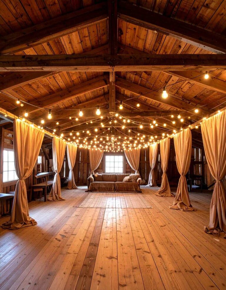 Magical String Light Canopies for Barn Wedding Ambiance - 20 Barn Wedding Ideas