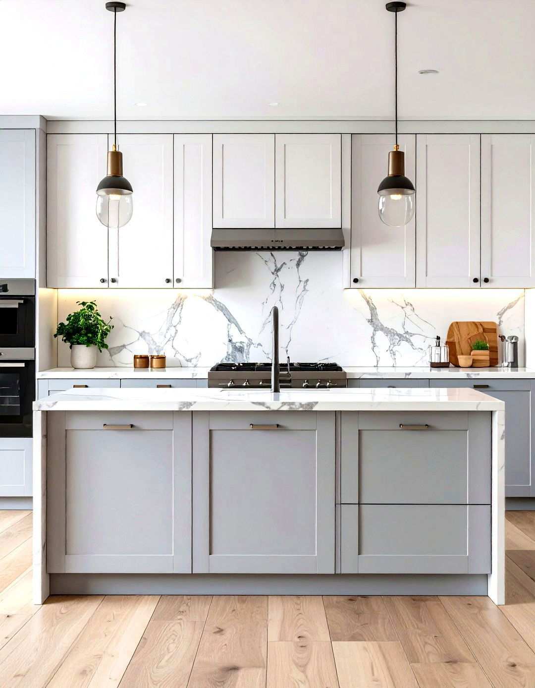 Marble Look Porcelain Backsplash - 20 Backsplash Ideas for White Cabinets and Granite Countertops