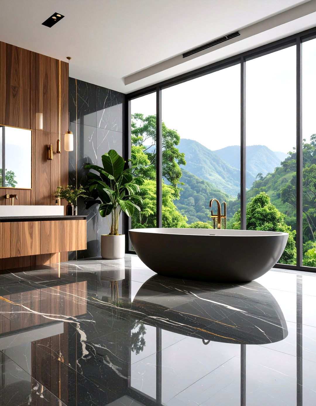 Marble Look Porcelain with Dramatic Veining - 20 Black and White Bathroom Tile Ideas