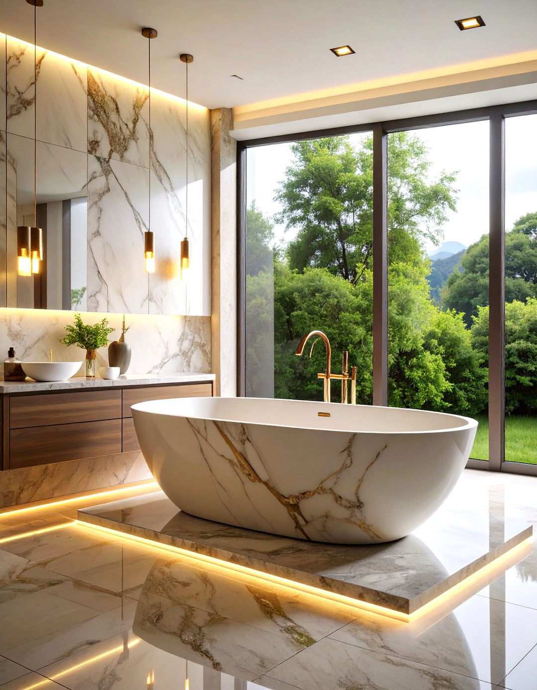 Marble Slab Bathtub Surround Elegance - 20 Bathtub Surround Ideas