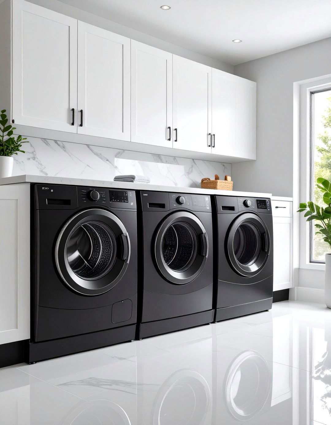 Matte Black Appliances as Showpieces - 20 Black and White Laundry Room Ideas