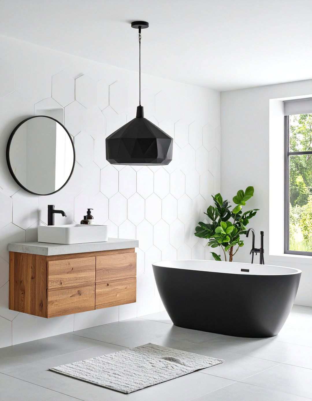 Matte Black Metal Bathroom Pendant Lighting for Modern Edge - 20 Bathroom Pendant Lighting Ideas