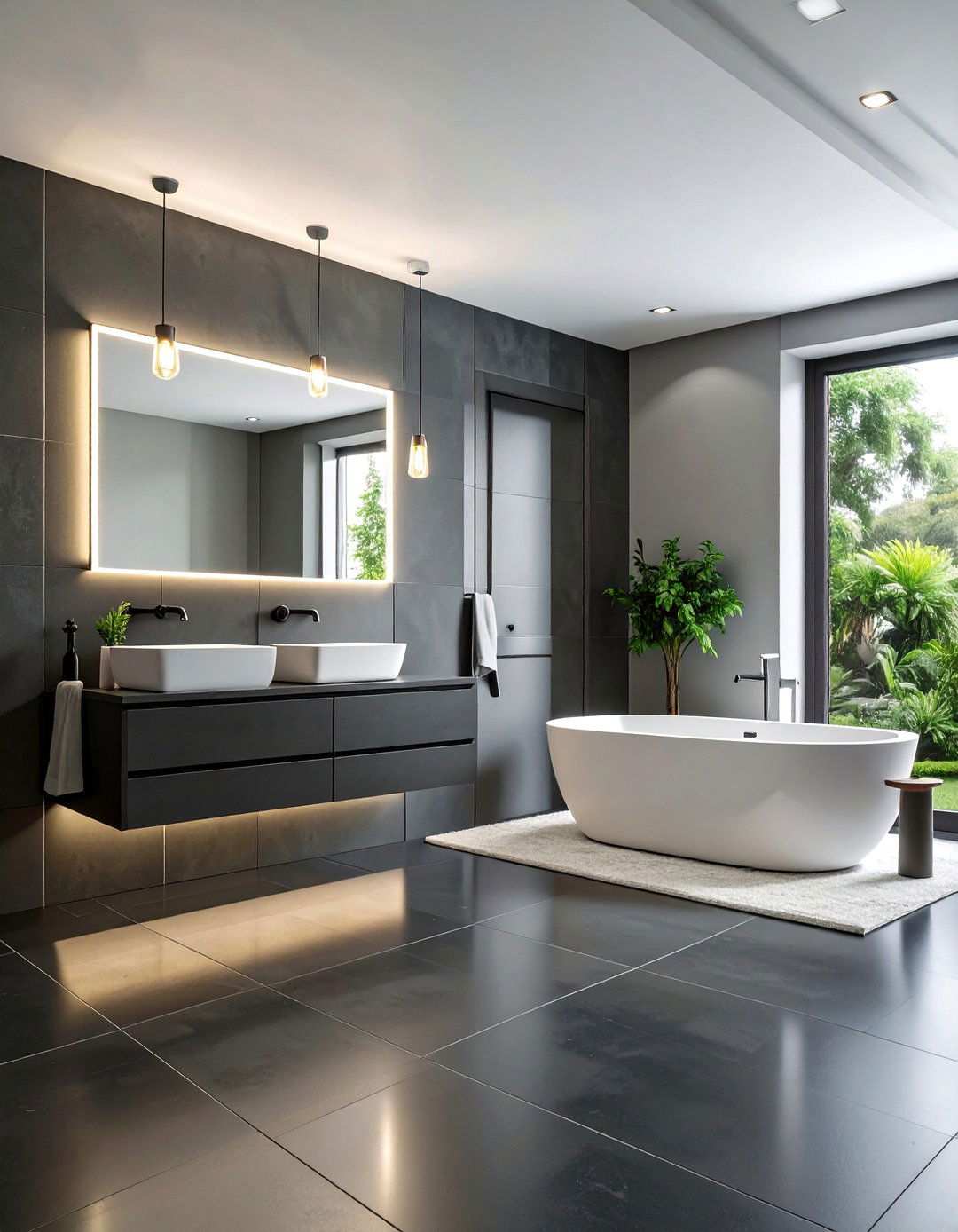 Matte Black Porcelain for Effortless Sophistication - 20 Black Floor Bathroom Ideas