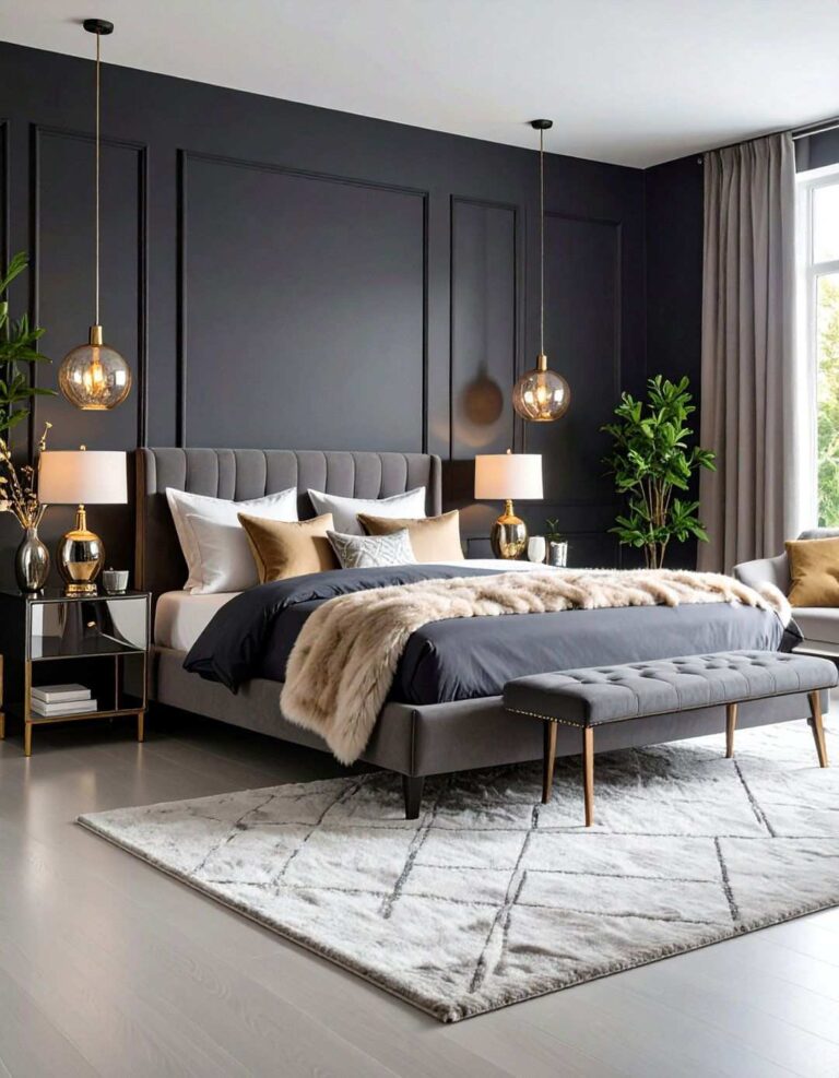 Matte Black Walls for a Silver Accented Bedroom - 20 Black and Silver Bedroom Ideas