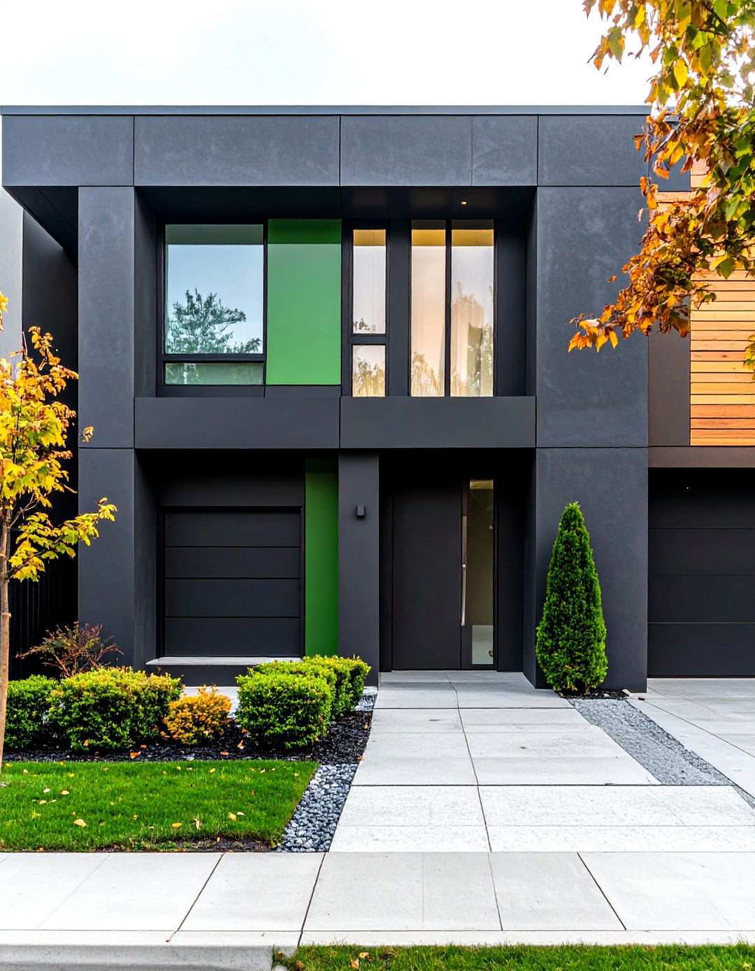 Matte Charcoal Stucco Panels for Sleek Contrast - 20 Black Modern Farmhouse Exterior Design Ideas