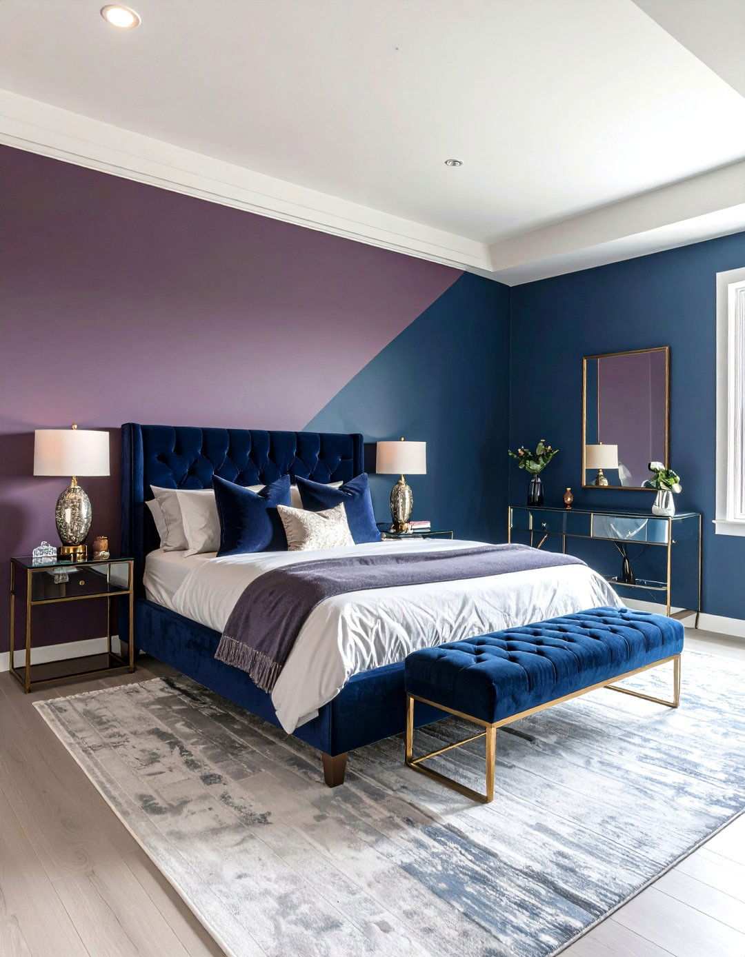 Mauve and Midnight Blue Bedroom Painting Sophistication - 20 Bedroom Painting Ideas With Two Colors