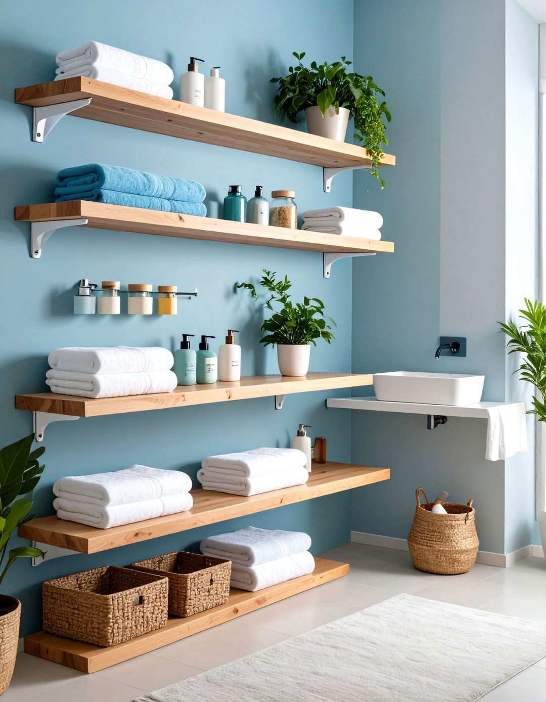 Maximize Vertical Space with Floating Apartment Bathroom Shelves - 20 Apartment Bathroom Ideas