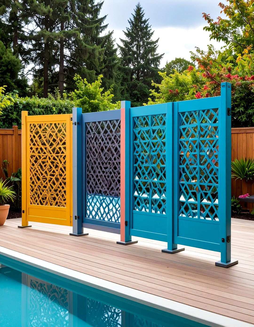 Metal Privacy Screens for Contemporary Hot Tub Design - 20 Backyard Hot Tub Privacy Ideas