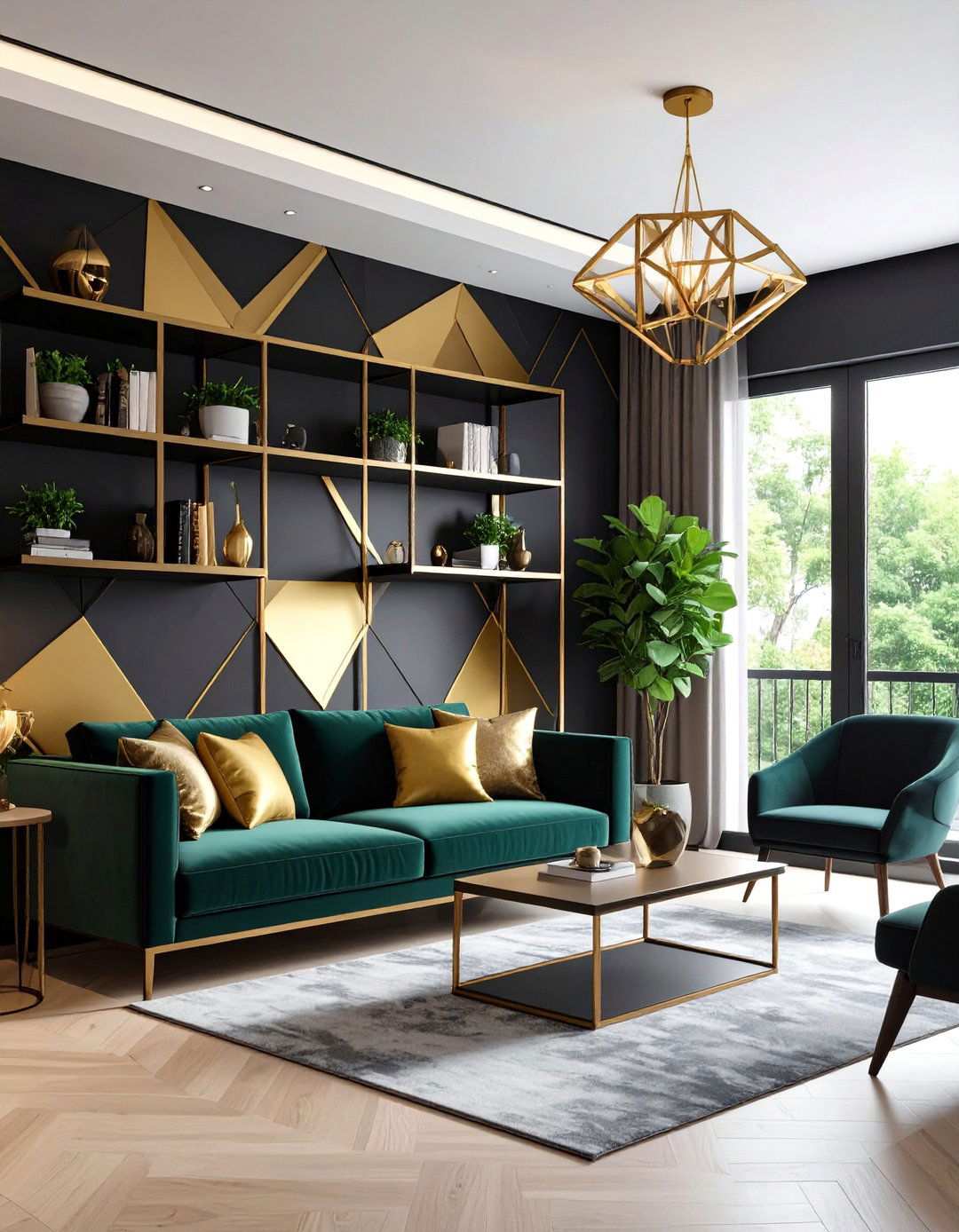 Metallic Wallpaper for a Glimmering Nook - 20 Black and Gold Living Room Ideas