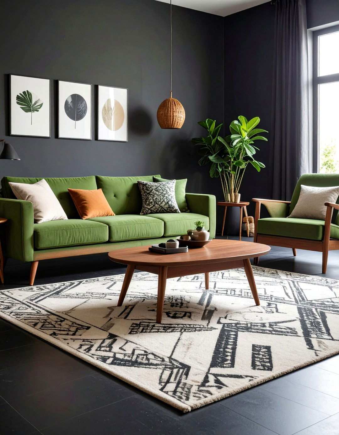 Mid Century Lines for Timeless Appeal - 20 Black Floor Living Room Ideas