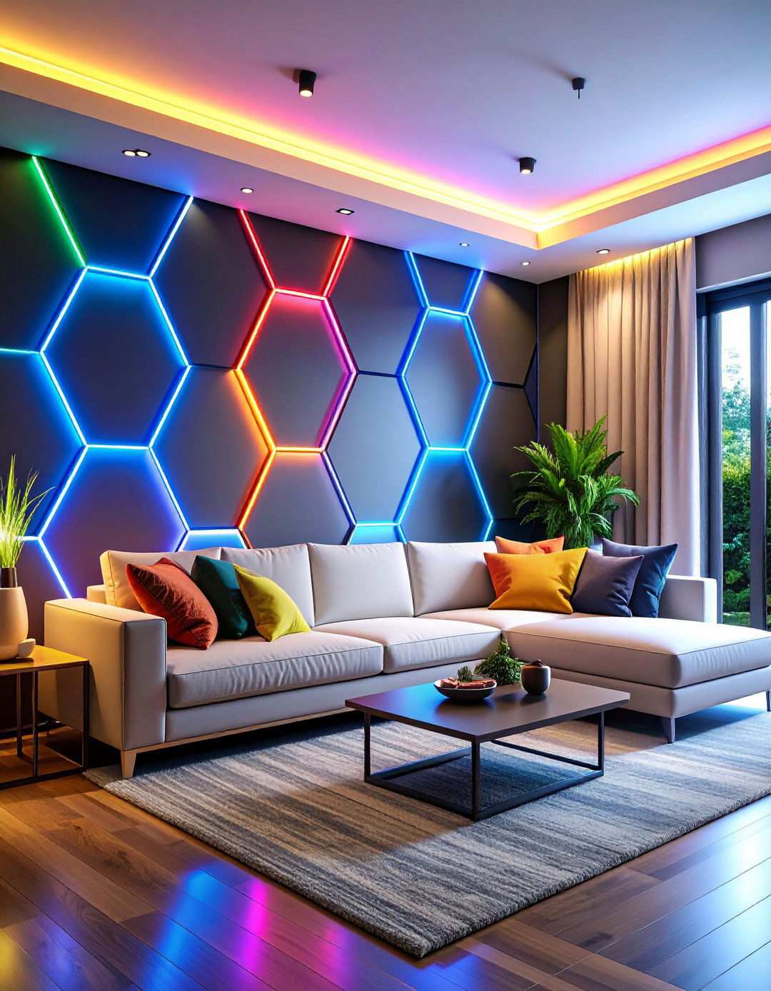 Minimalist Geometric LED Patterns - 20 Aesthetic Room Ideas With Led Lights