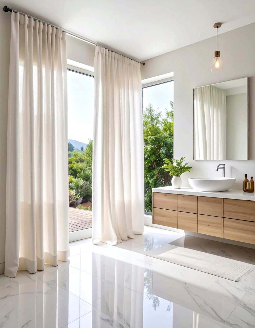 Minimalist White Bathroom Curtain Solutions - 20 bathroom curtain ideas