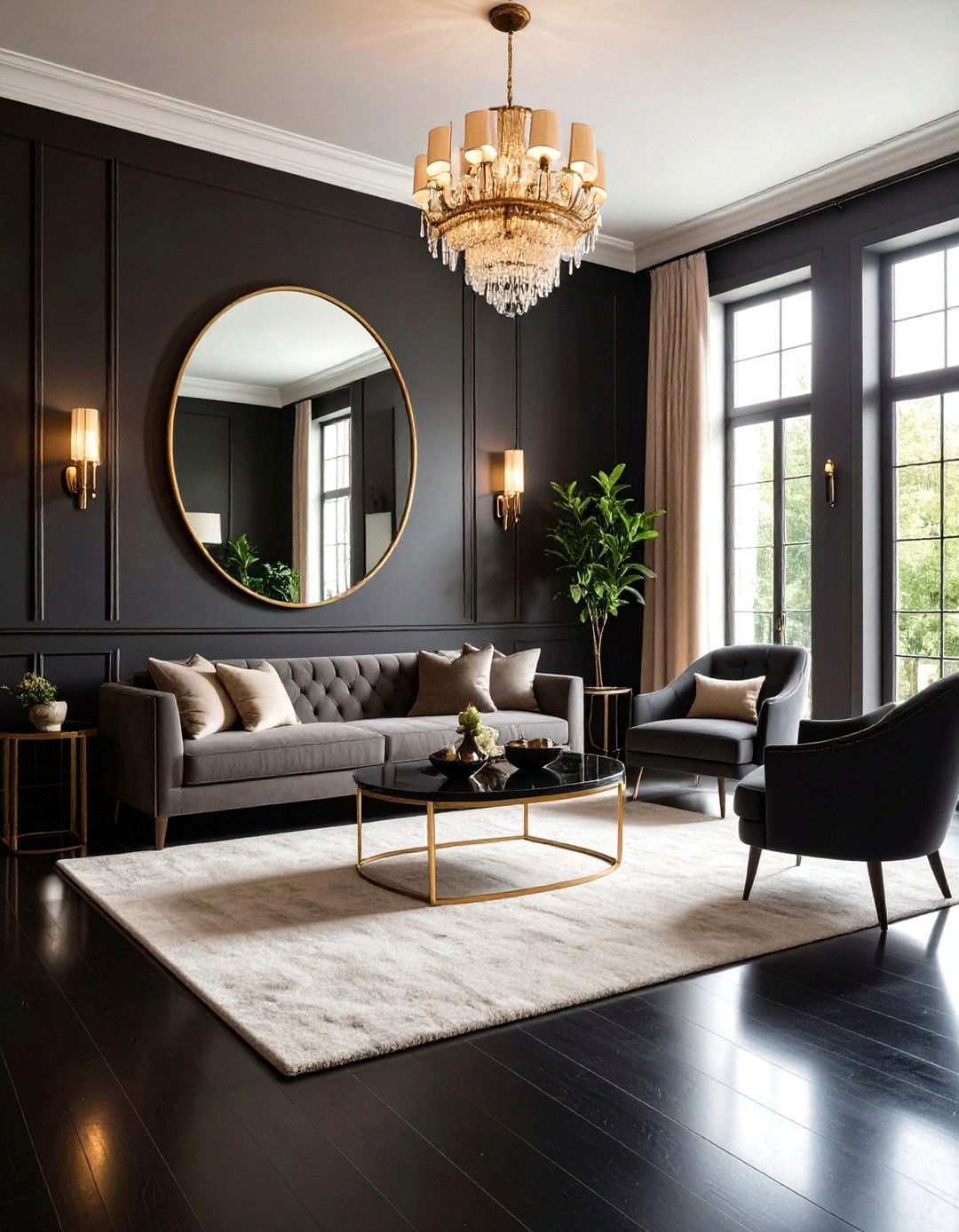 Mirror Magic for Extra Light - 20 Black Floor Living Room Ideas