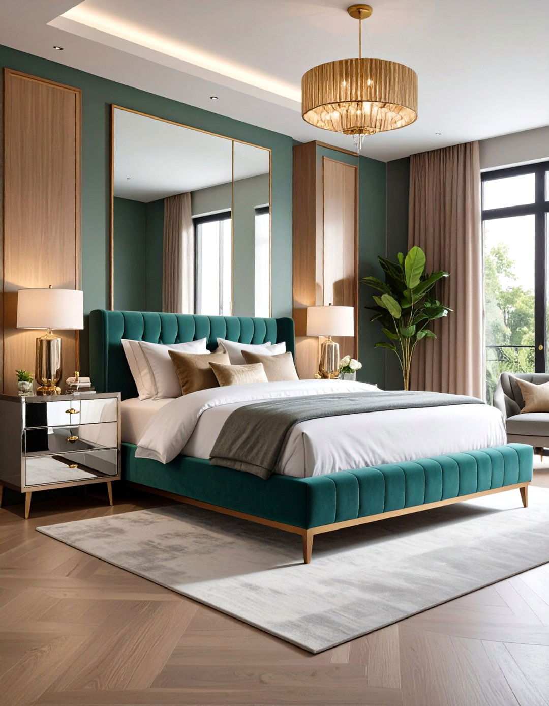 Mirrored Nightstands for Sparkle - 20 Bedroom Mirror Ideas