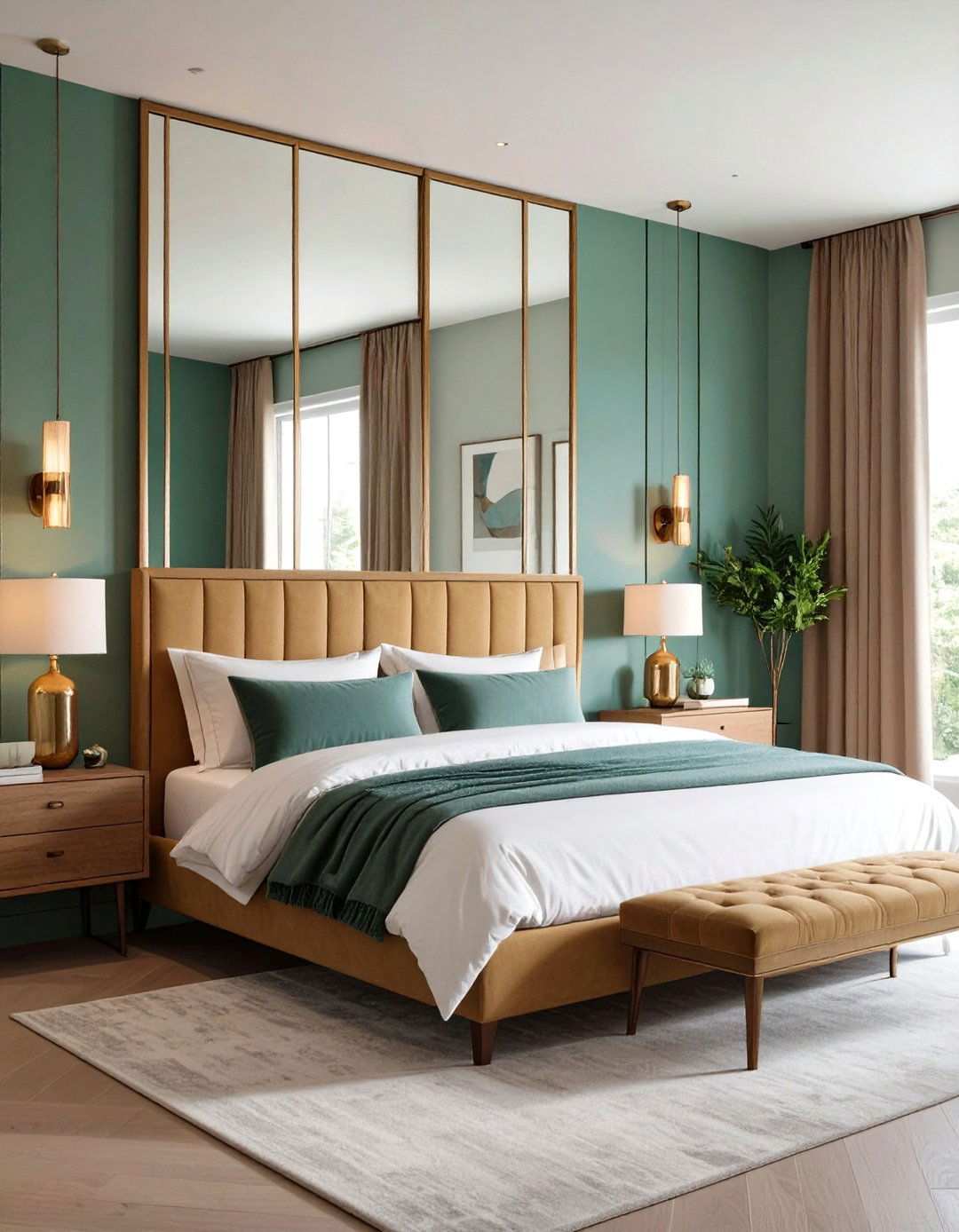 Mirrored Panels as a Headboard - 20 Bedroom Mirror Ideas