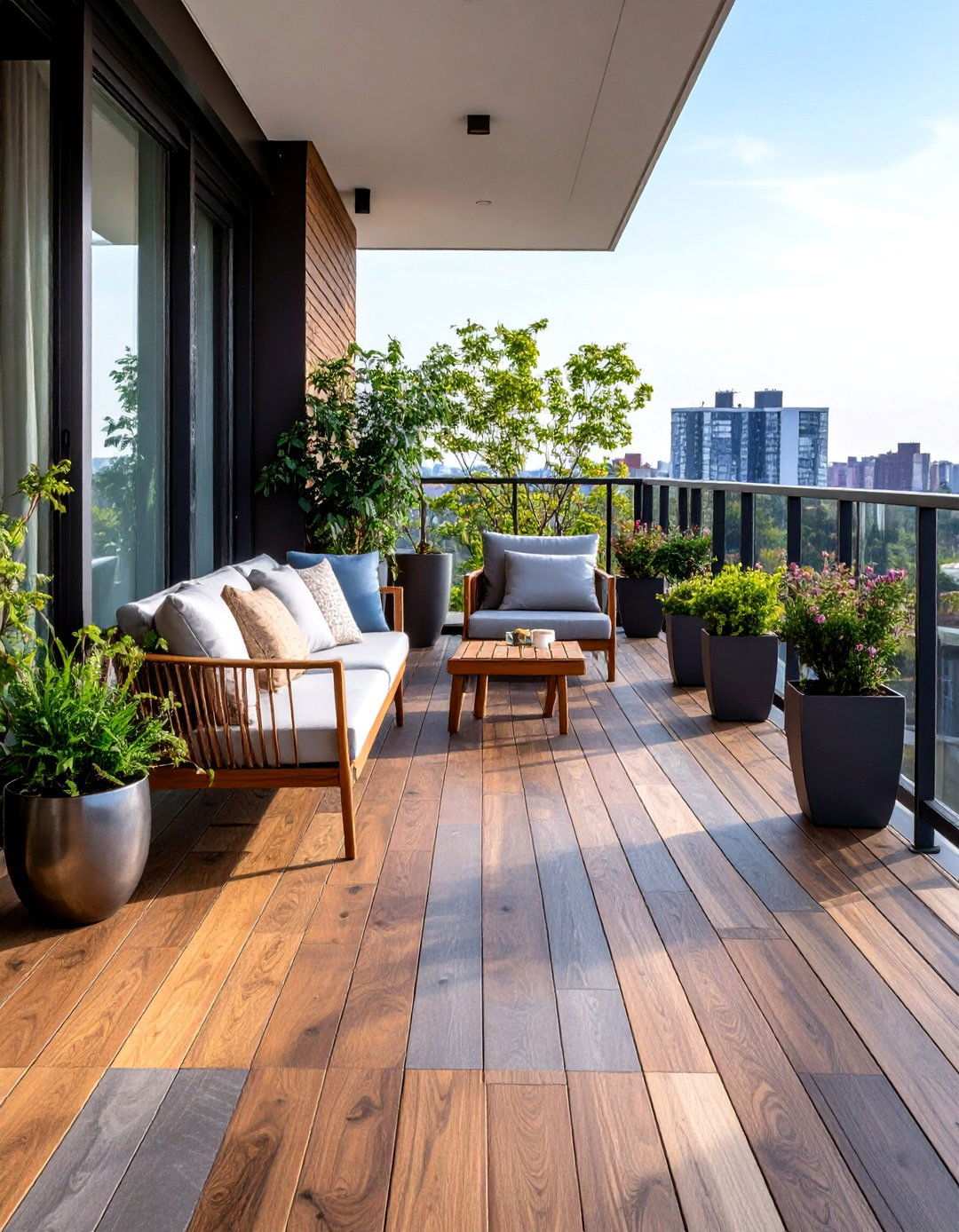 Mixed Material Balcony Tiles for Contemporary Edge - 20 Balcony Tiles Ideas