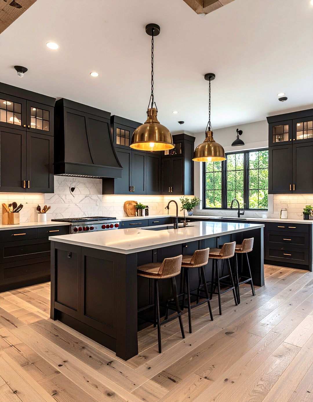 Mixed Metal Lighting Elevates a Barndominium Kitchen - 20 Barndominium Kitchen Ideas