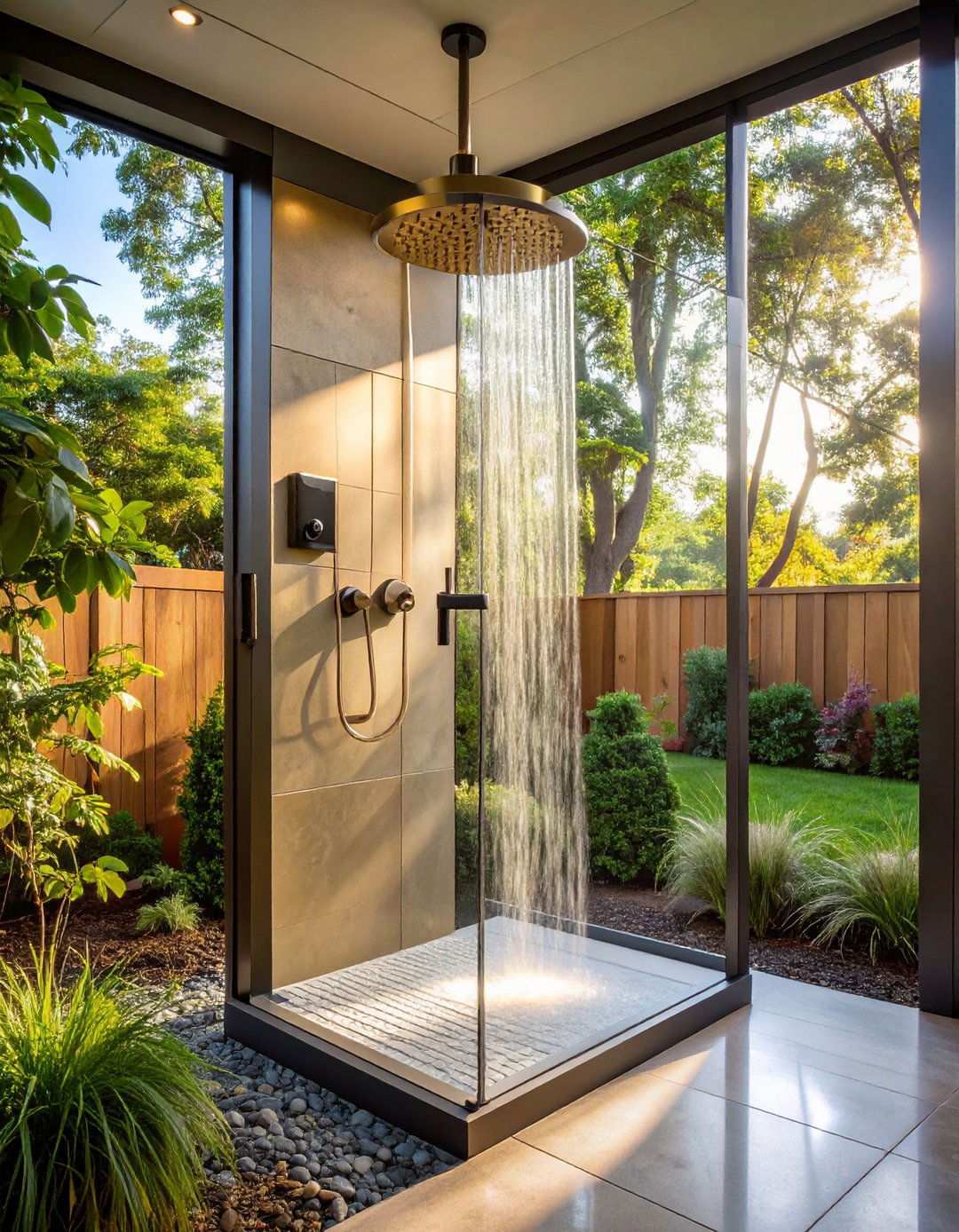 Mixed Metal Shower Hardware - 20 Bathroom Shower Ideas