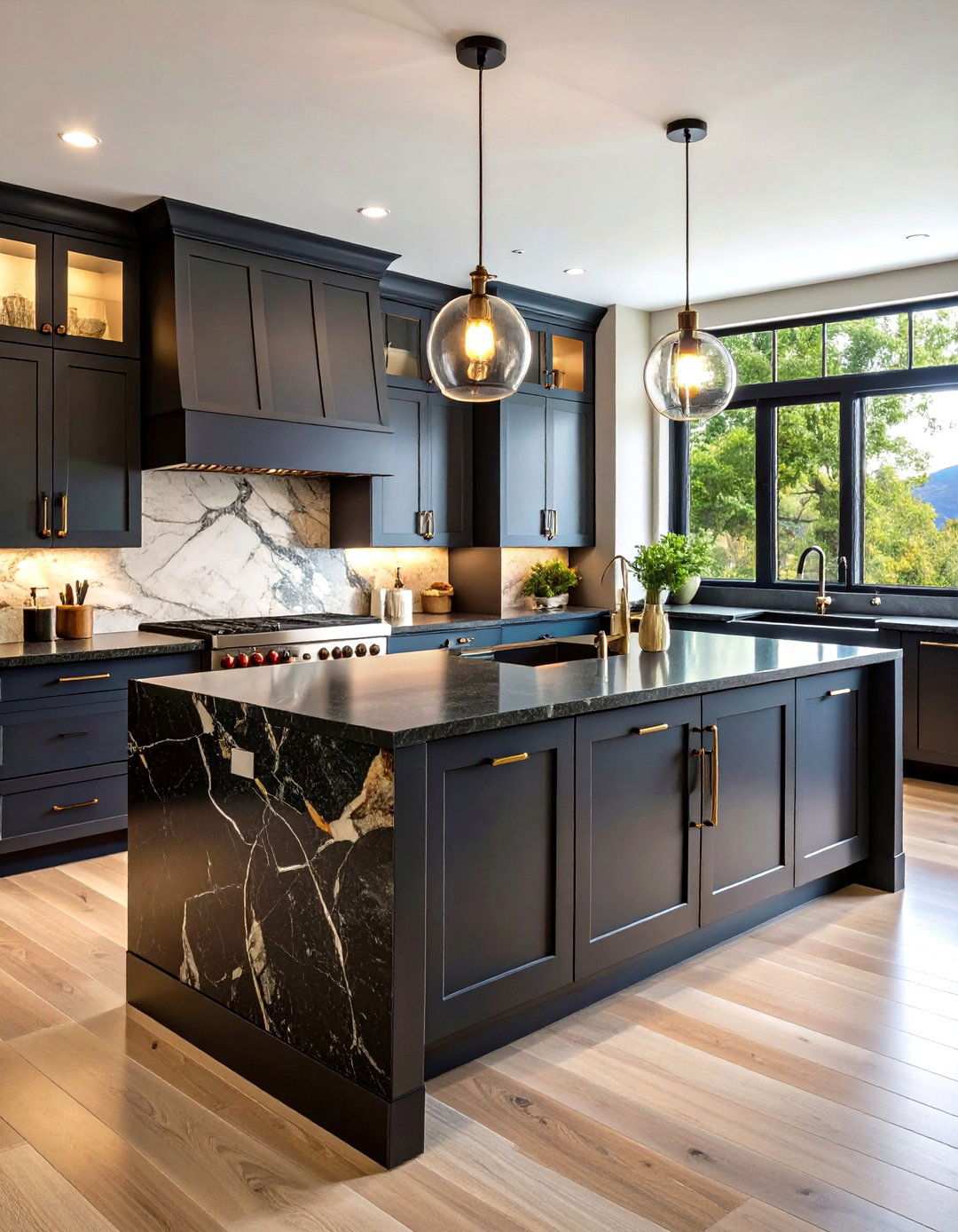Mixed Stone Masterpiece - 20 Black Granite Countertops Kitchen Ideas