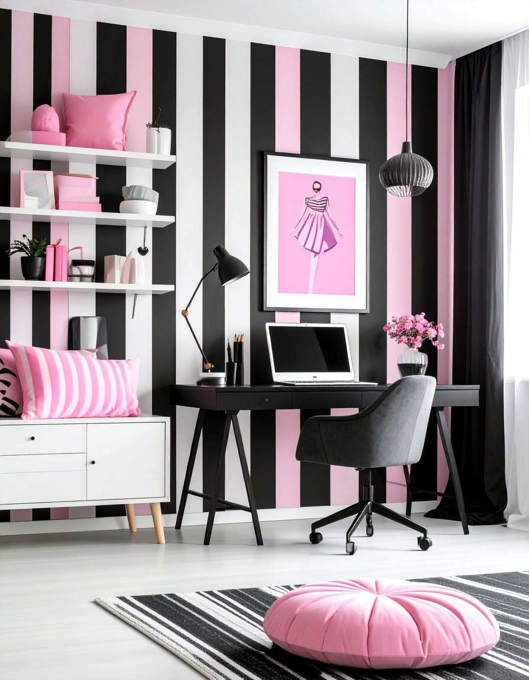 Modern Black and White Barbie Room - 20 Barbie Room Ideas