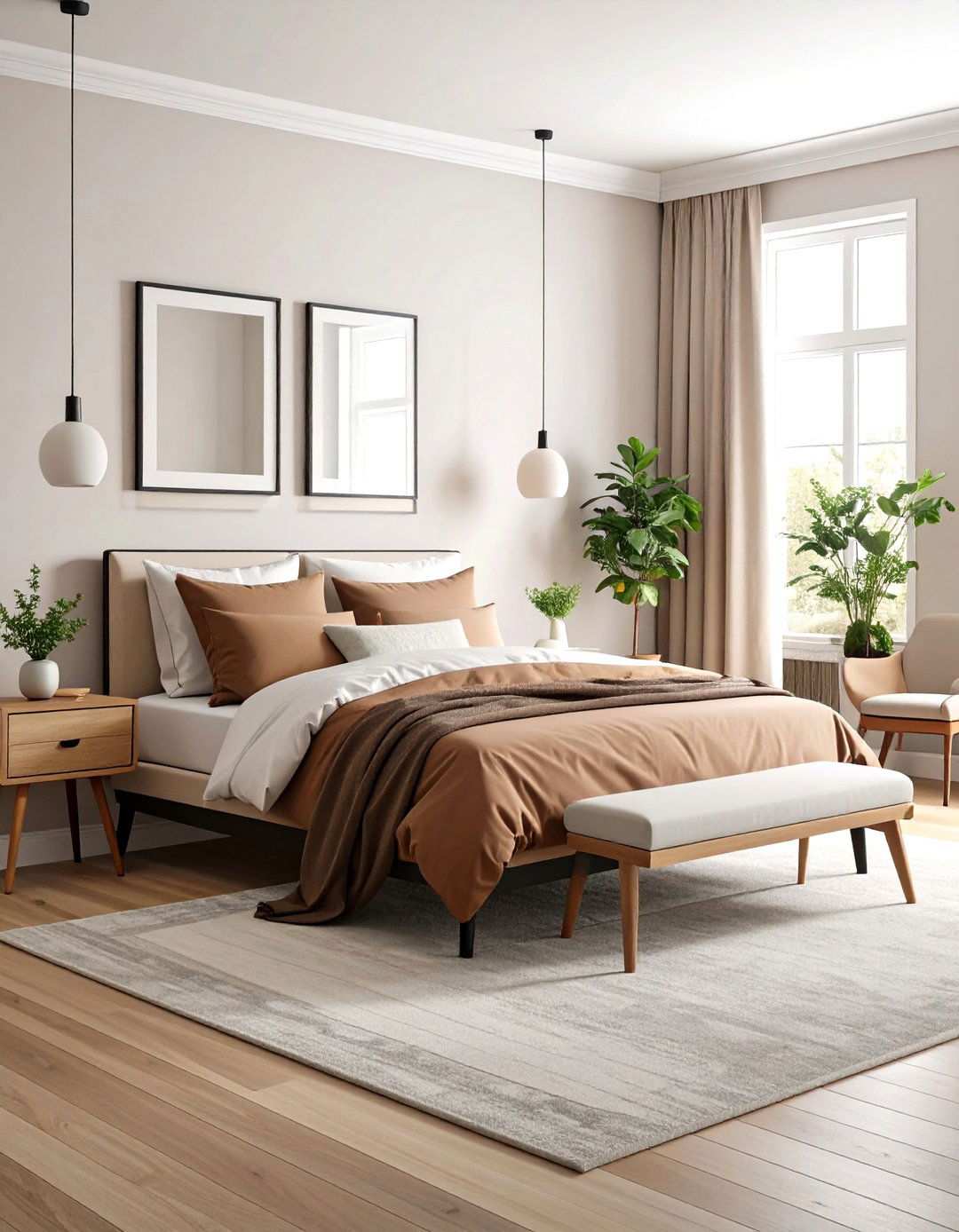 Modern Minimal with Light Breaks in a Black and Brown Bedroom - 20 Black and Brown Bedroom Ideas