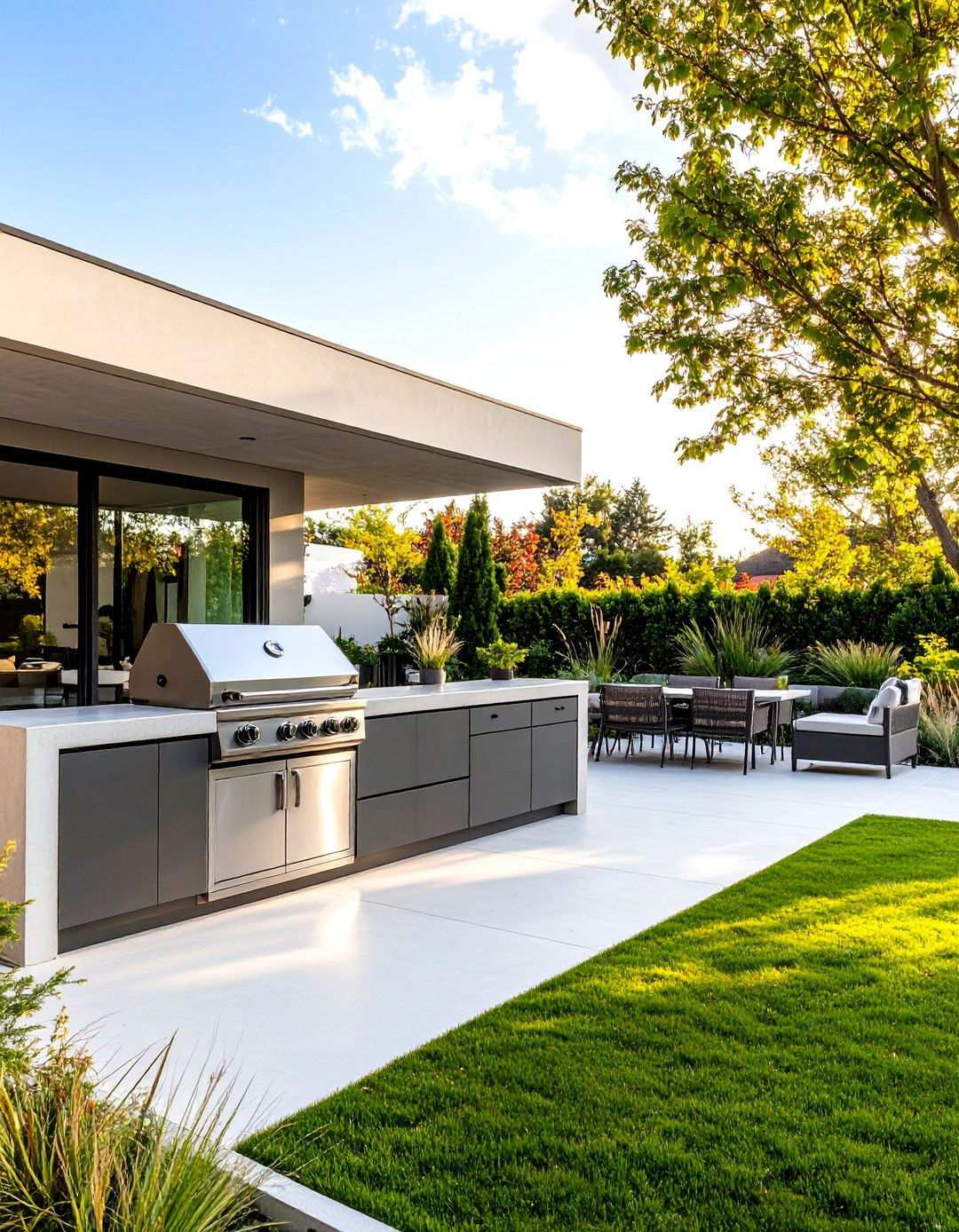 Modern Minimalist BBQ Area with Stainless Steel Features - 20 bbq area ideas