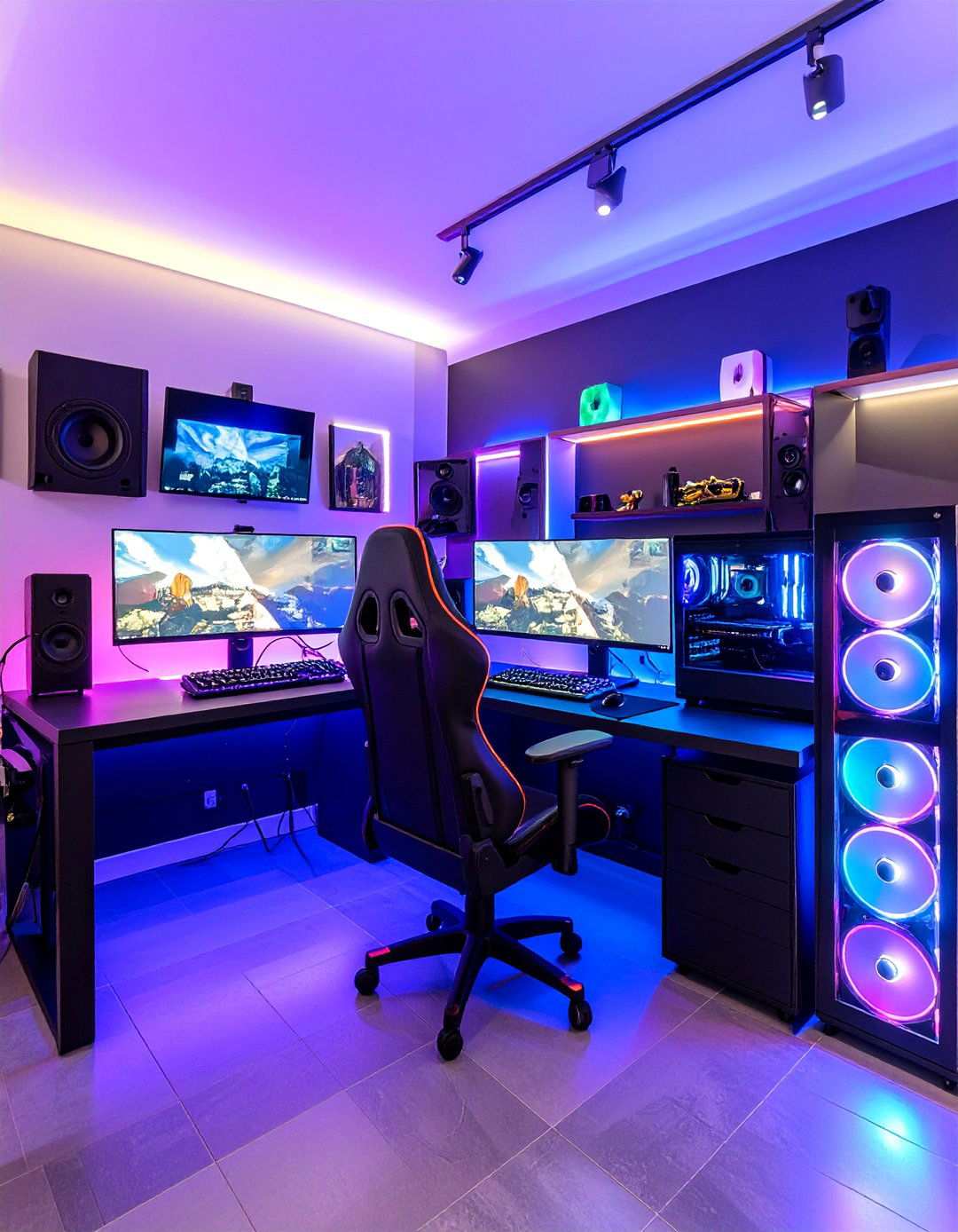 Modern Tech Gaming Haven - 20 Basement Game Room Ideas