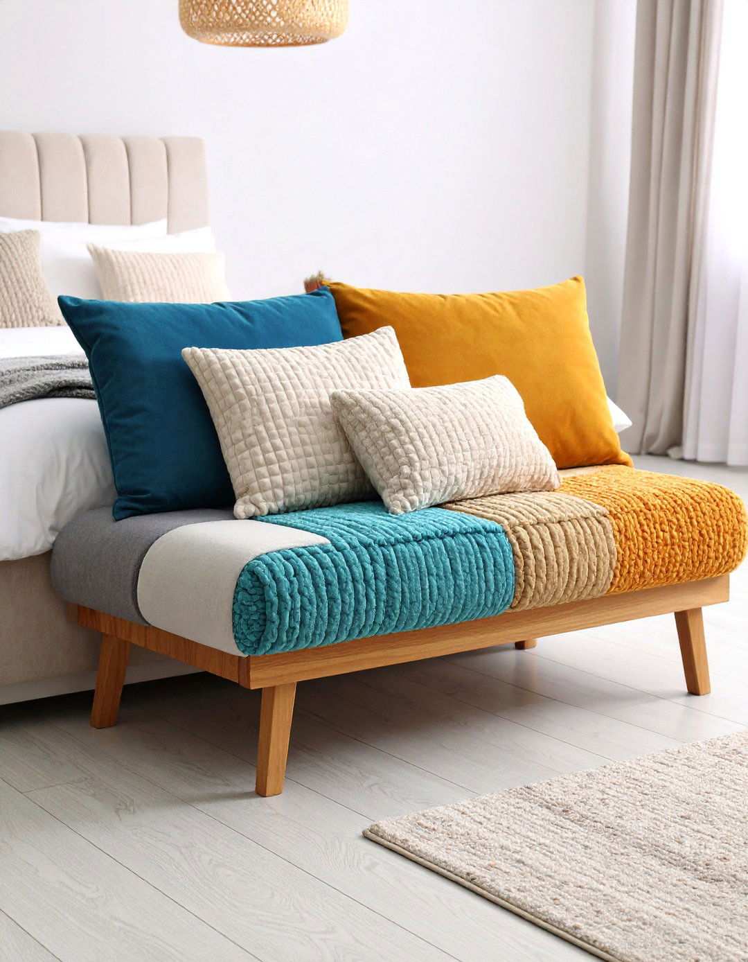 Modular Cushion Bedroom Bench for Seasonal Swaps - 20 Bedroom Bench Ideas
