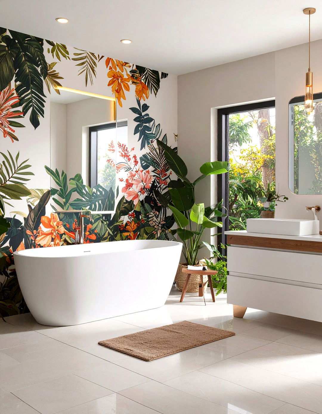 Moisture Resistant Vinyl Wallpaper Bathroom Wall - 20 Bathroom Wall Ideas