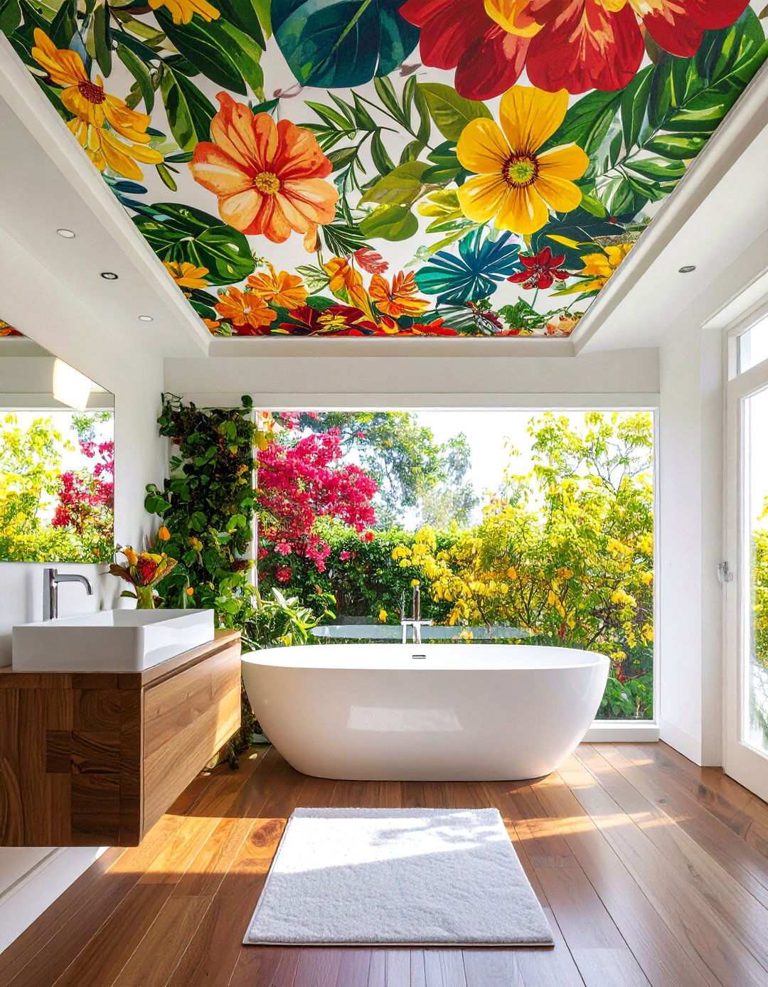 Moisture Resistant Wallpapered Bathroom Ceiling - 20 Bathroom Ceiling Ideas