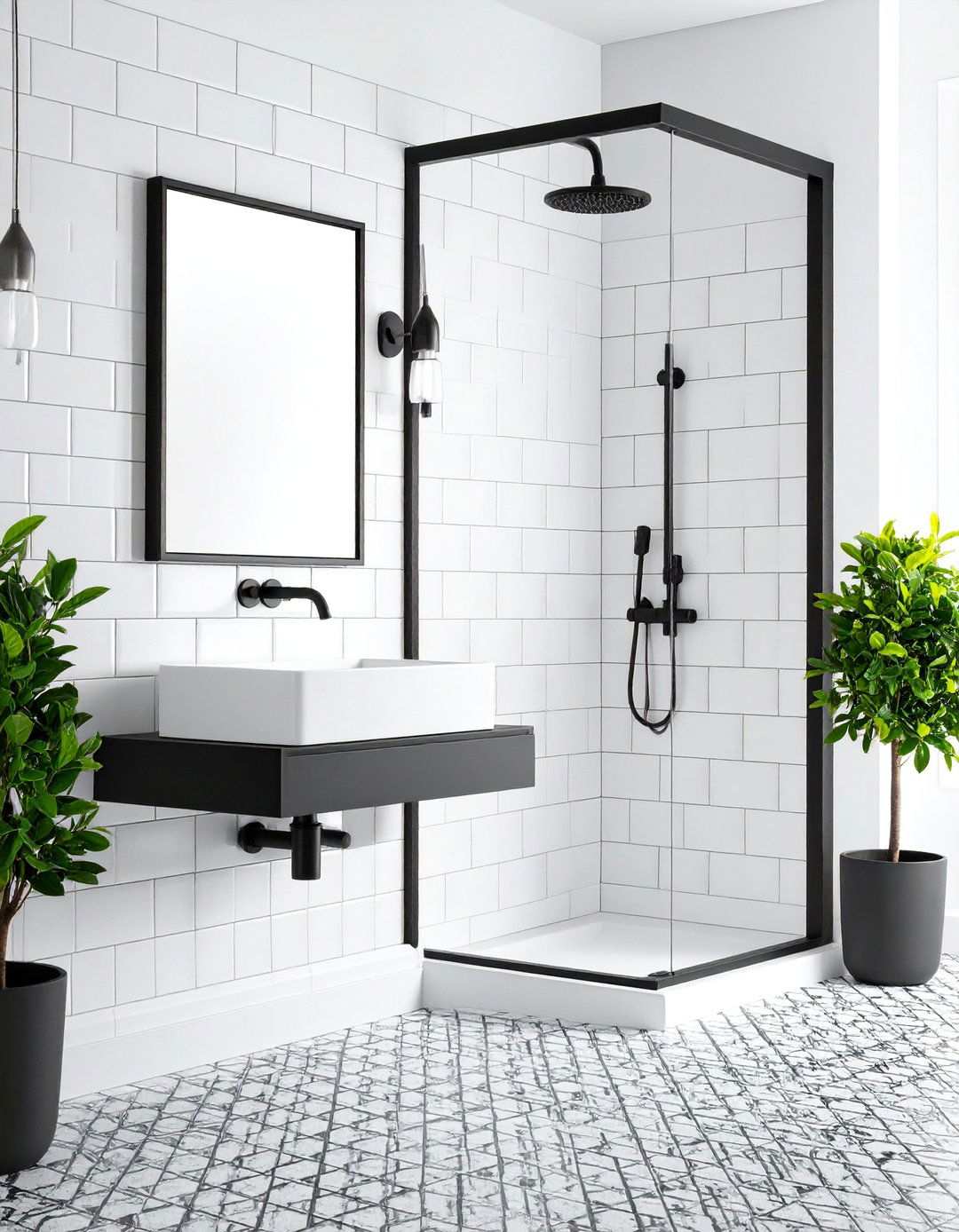 Monochrome Contrast Black Fixtures and White Subway Tile - 20 Bathroom With Black Fixtures