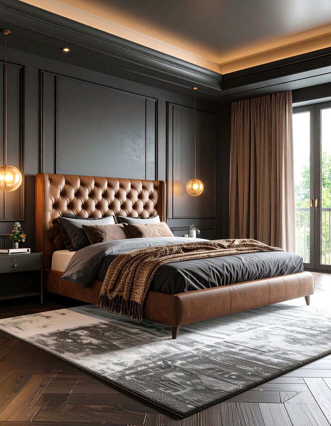 Monochrome Palette with Textured Layers Gives a Bachelor Room Depth - 20 Bachelor Room Ideas