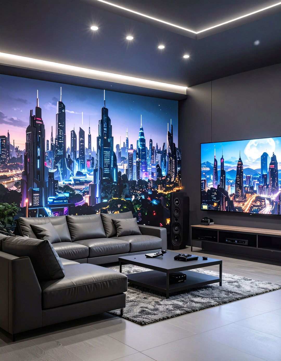 Monochrome Wall Murals Personalize a Black Gaming Room - 20 Black Gaming Room Ideas