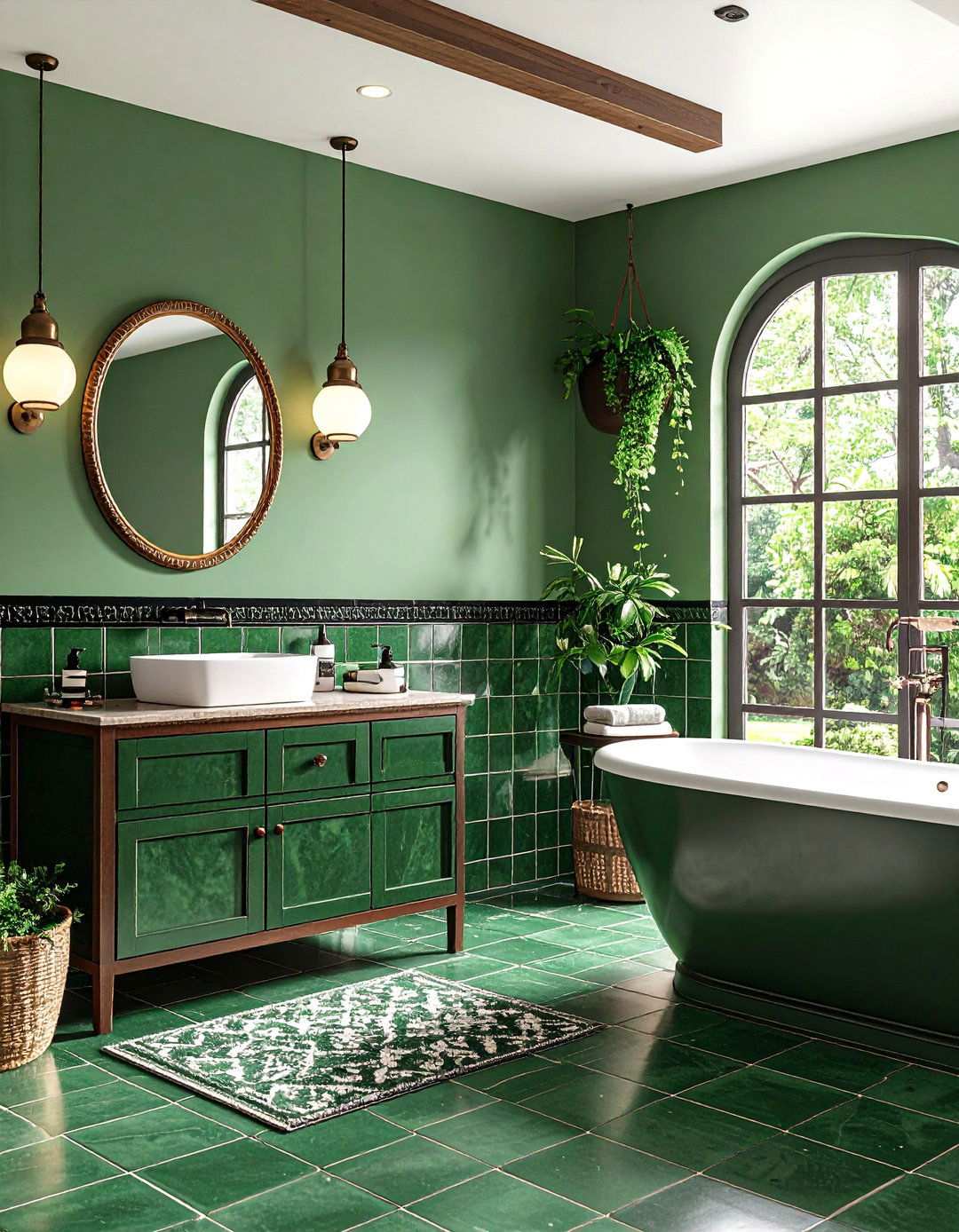 Moroccan Green Tile with Black Grout Drama - 20 Black and Green Bathroom Ideas