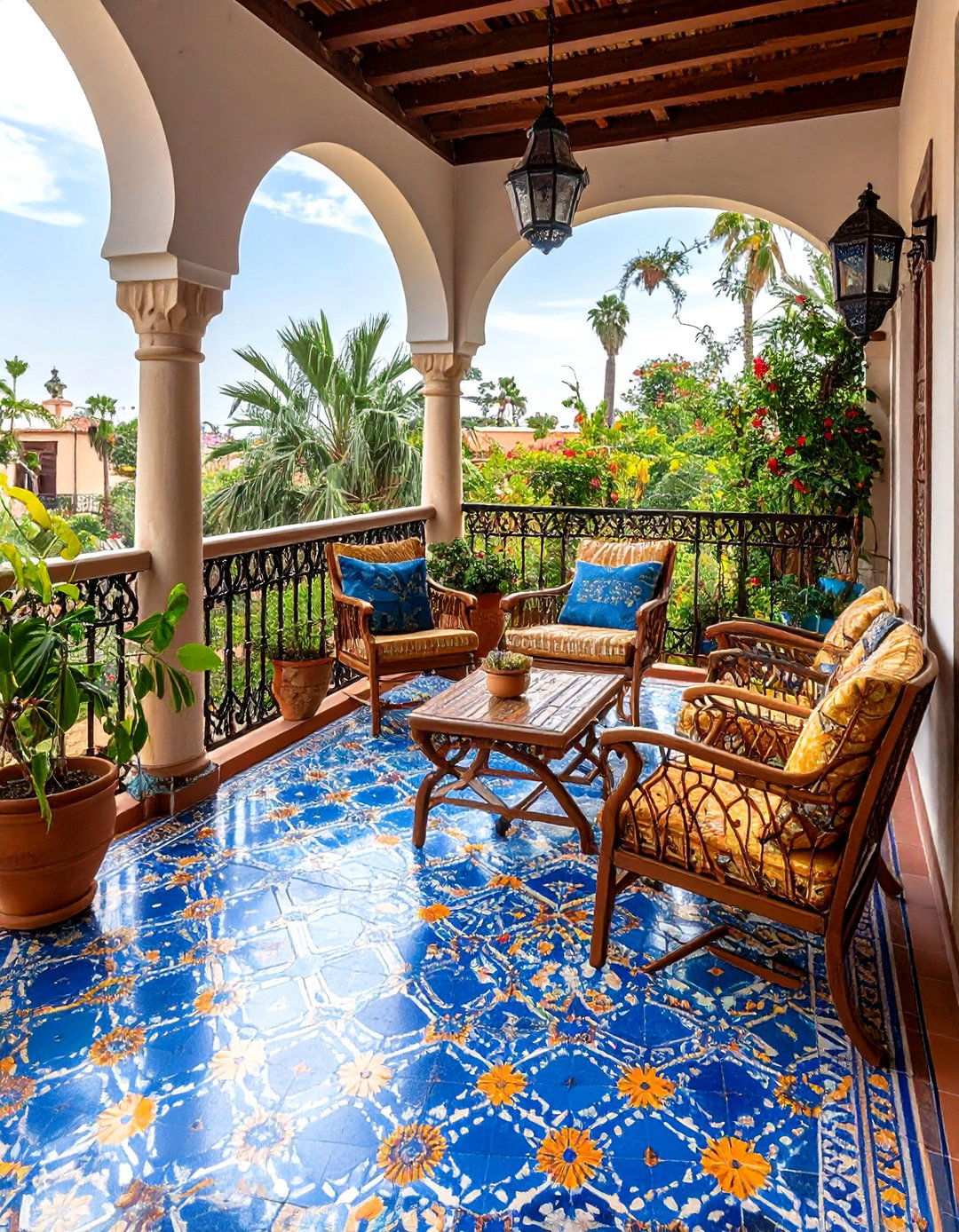 Moroccan Inspired Balcony Tiles for Exotic Appeal - 20 Balcony Tiles Ideas