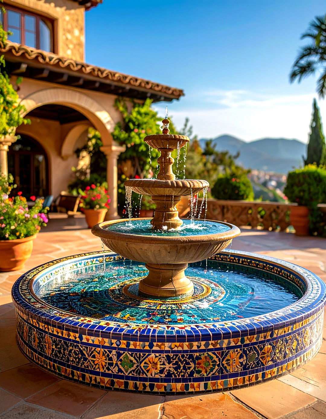 Mosaic Backyard Fountains for Artistic Expression - 20 Backyard Fountain Ideas