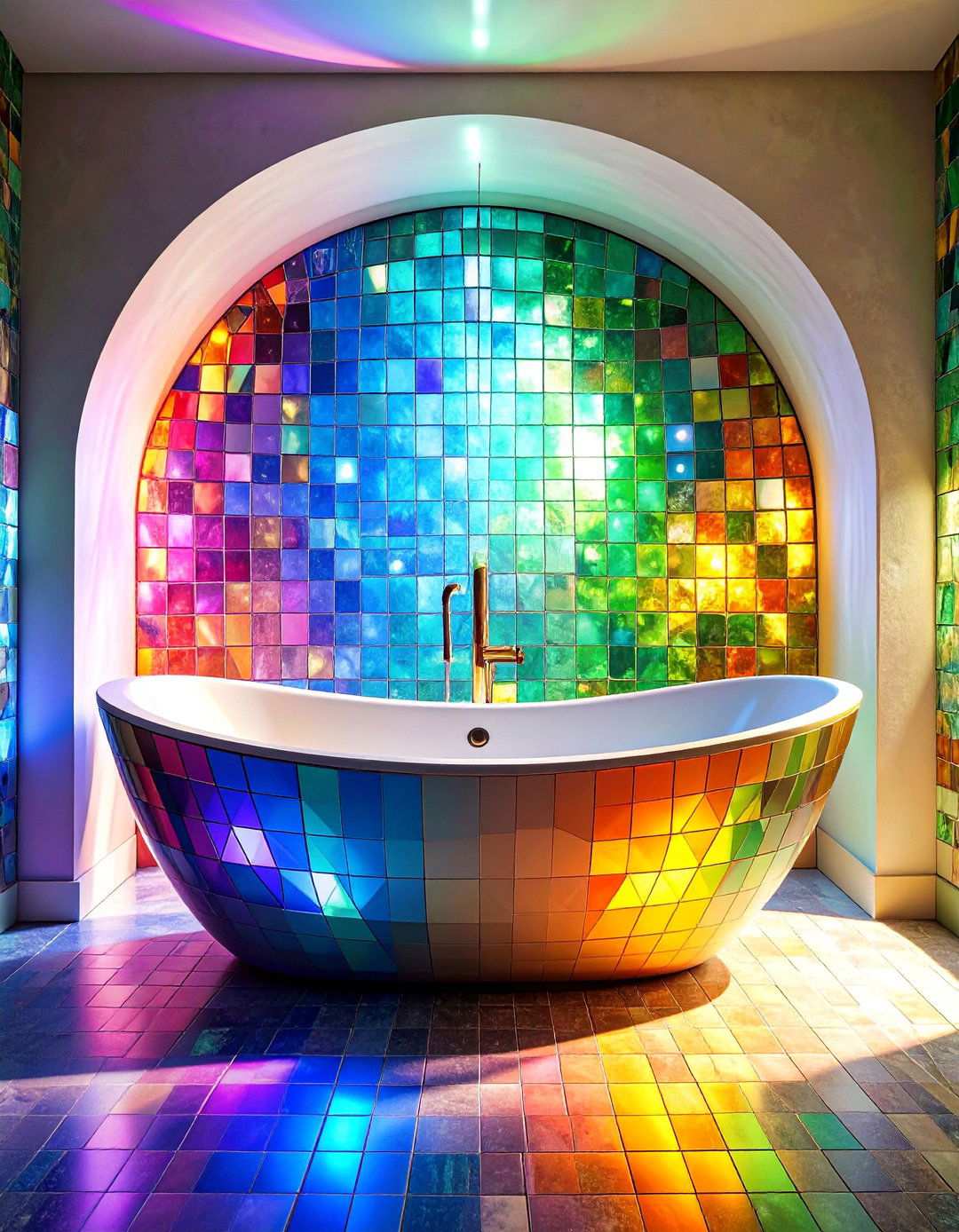 Mosaic Glass Tile Bathtub Surround Color Burst - 20 Bathtub Surround Ideas