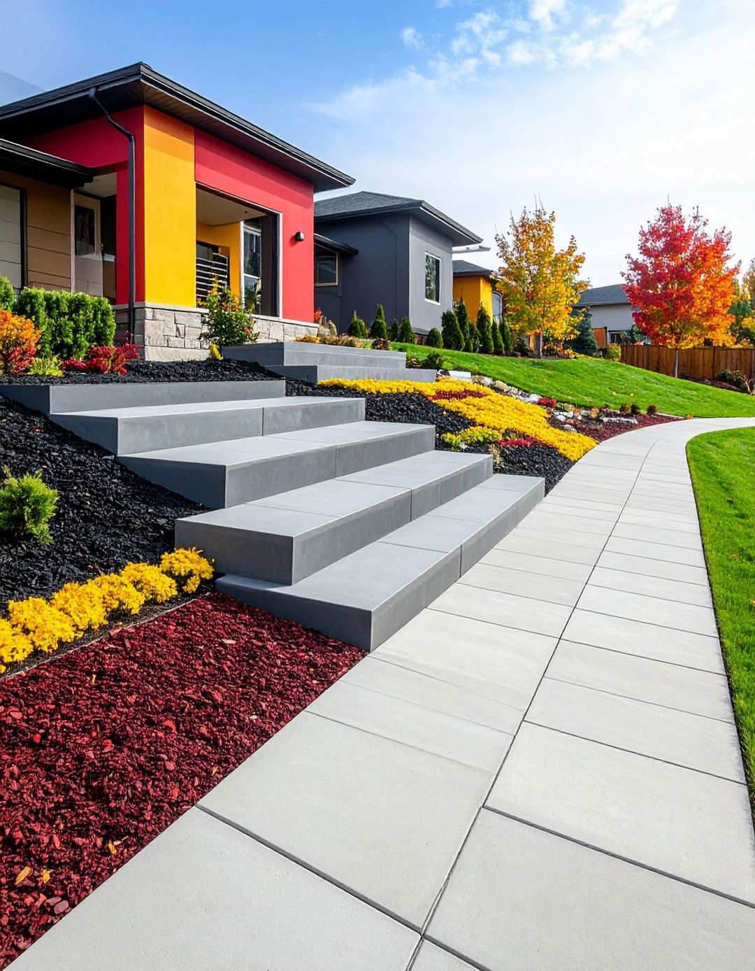 Multi Level Asphalt Walkways for Sloped Terrain - 20 Asphalt Walkway Ideas