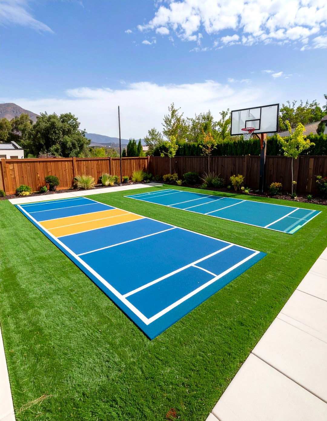 Multi Sport Turf Court with Game Lines - 20 Backyard Turf Ideas
