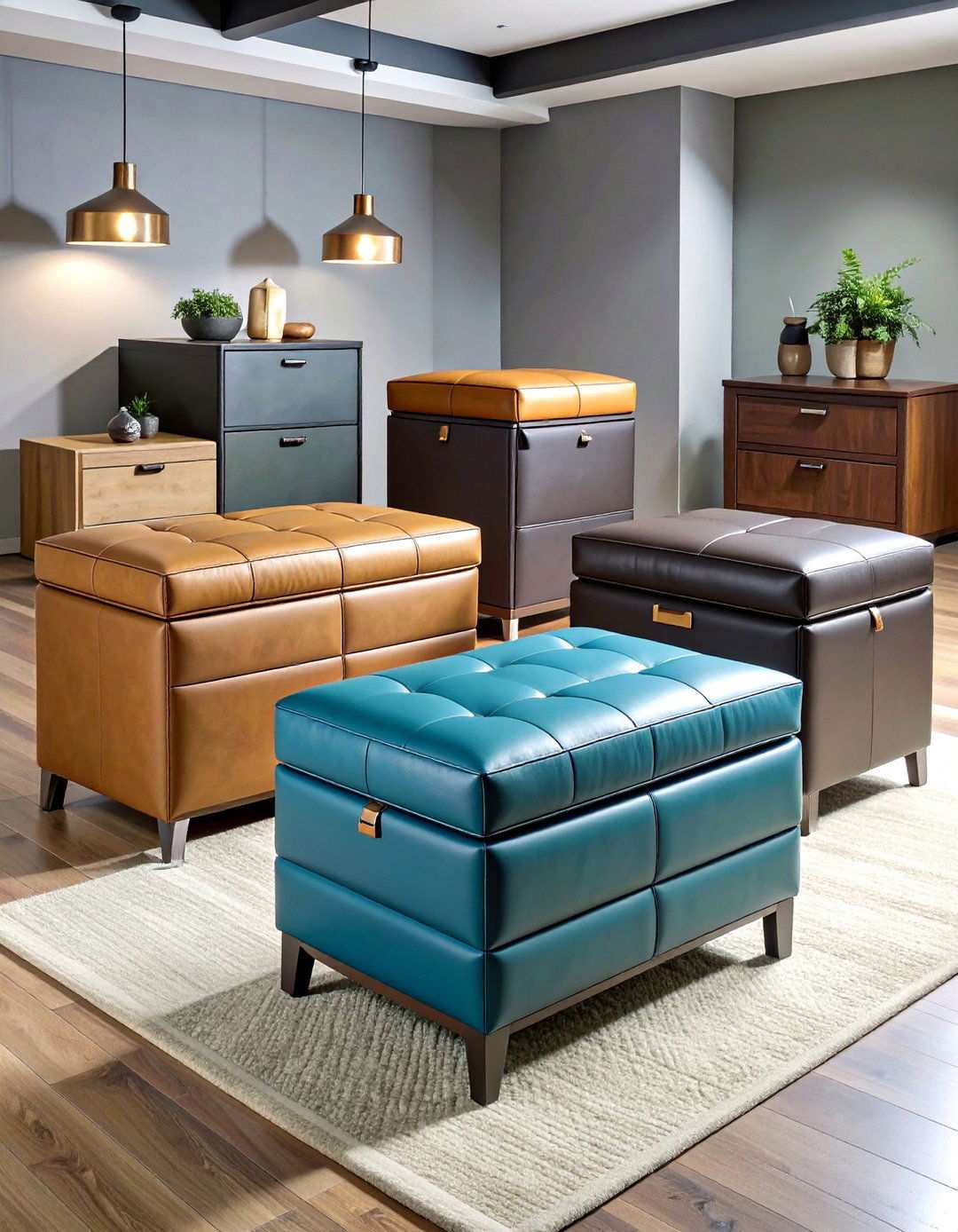 Multipurpose Storage Ottoman Sets - 20 Basement Furniture Ideas