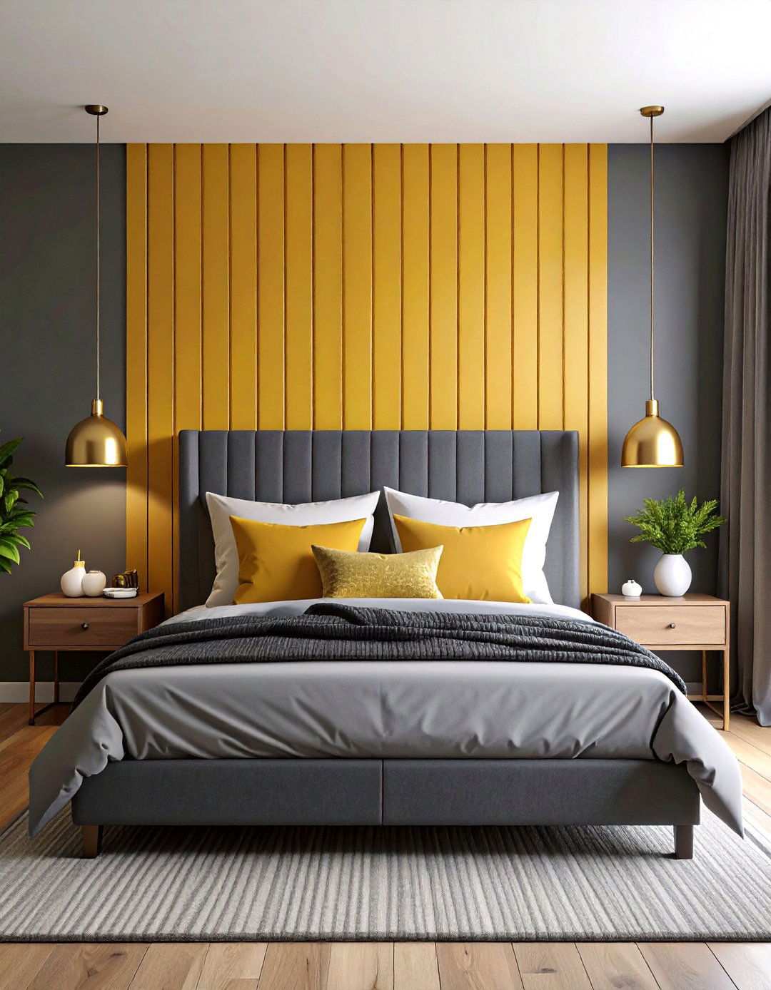 Mustard Yellow and Slate Gray Bedroom Painting Energy - 20 Bedroom Painting Ideas With Two Colors