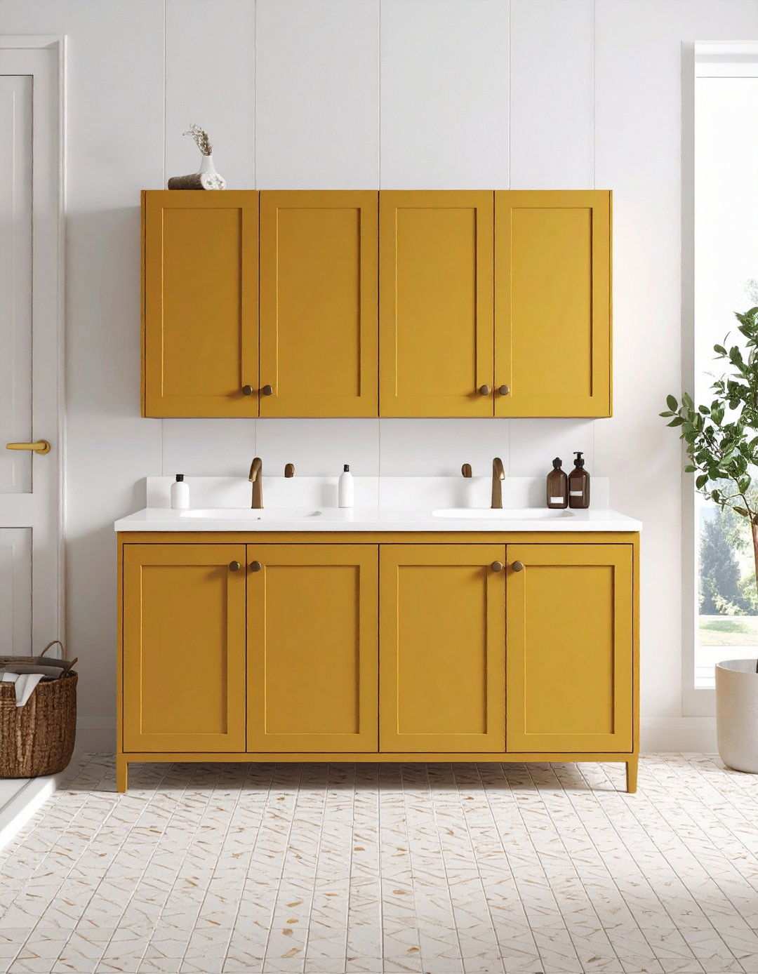 Mustard Yellow Pop Cabinets - 20 Bathroom Cabinet Color Ideas