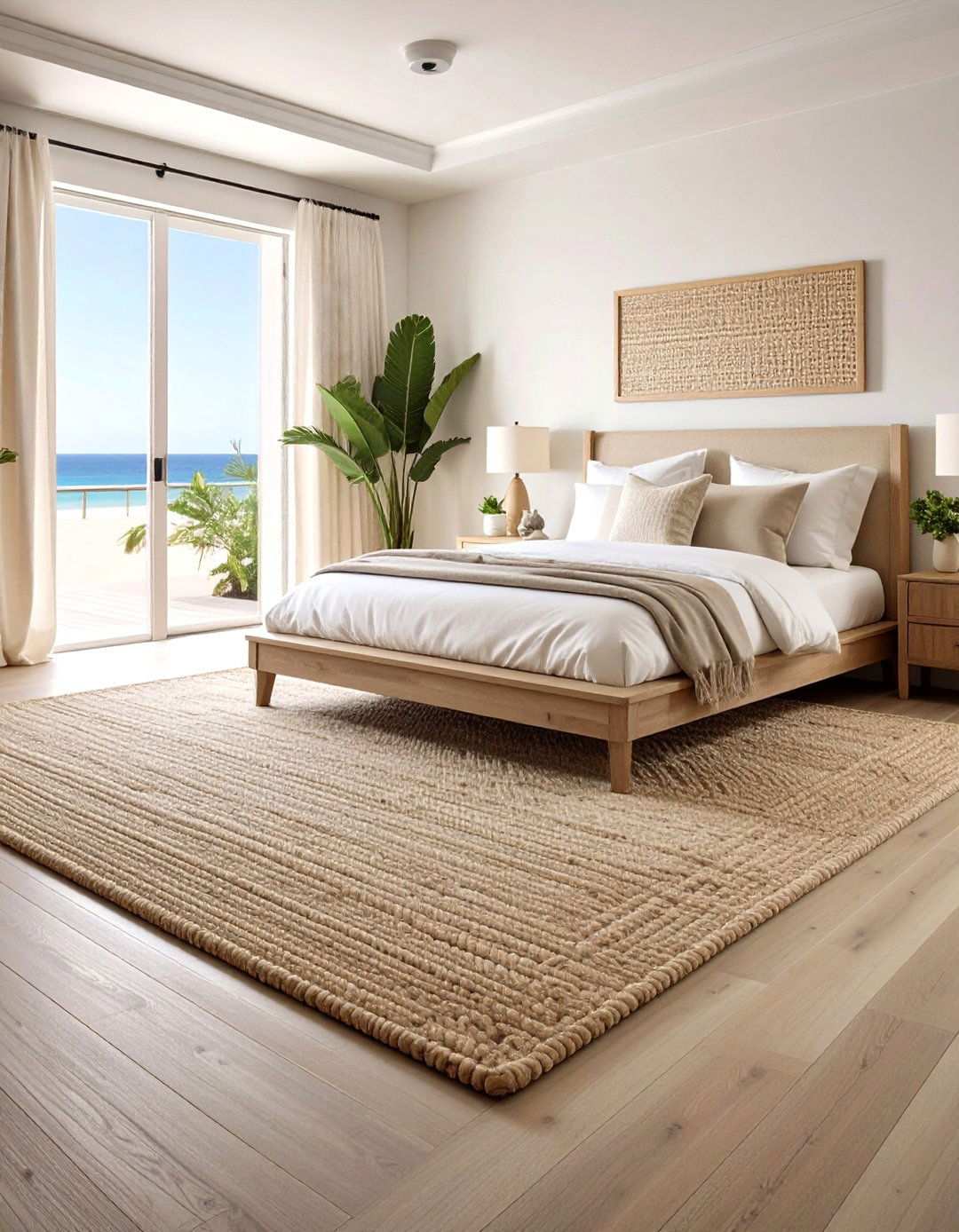 Natural Fiber Sisal Bedroom Flooring for Organic Texture - 20 Bedroom Flooring Ideas