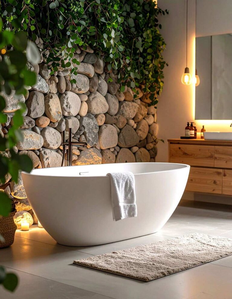 Natural Spa Bathroom Sanctuary - 20 Aesthetic Bathroom Ideas